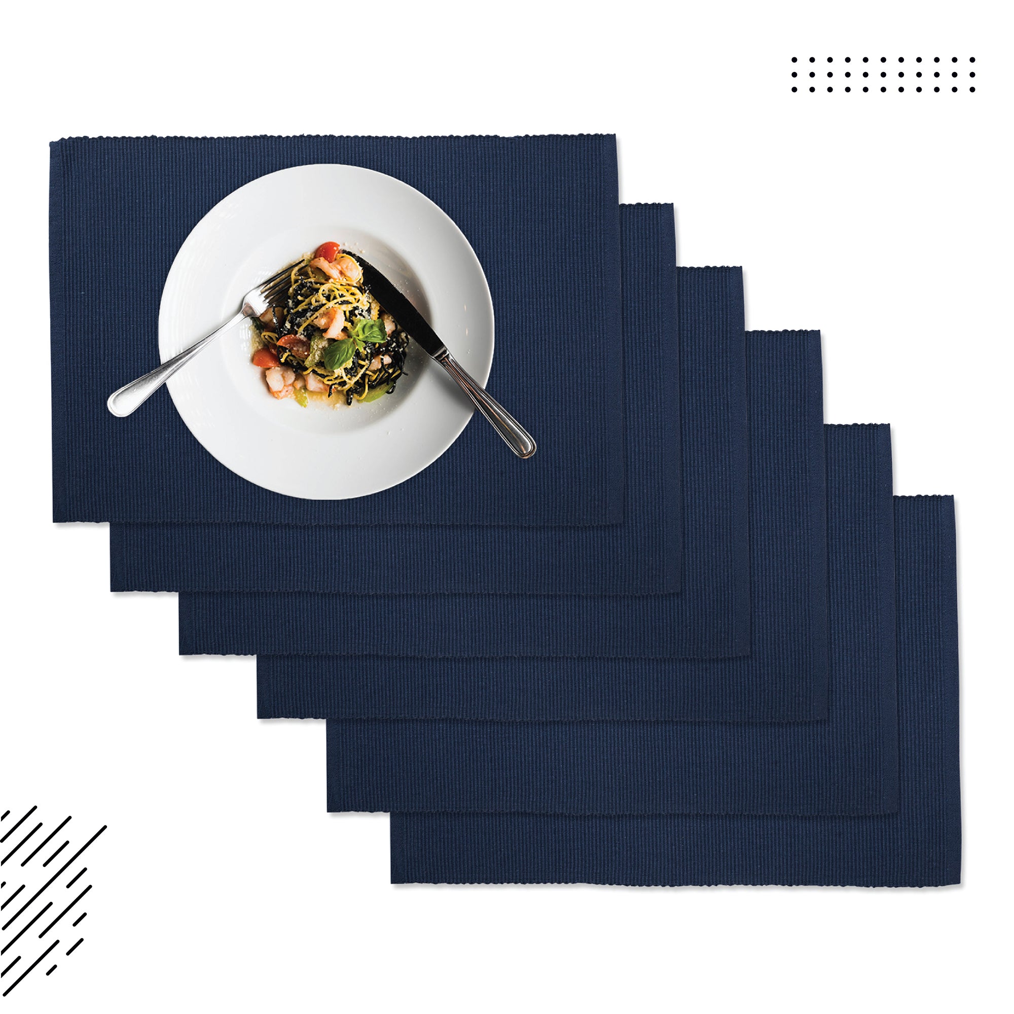 Cotton Solid Navy Blue Placemat (Pack of 6)