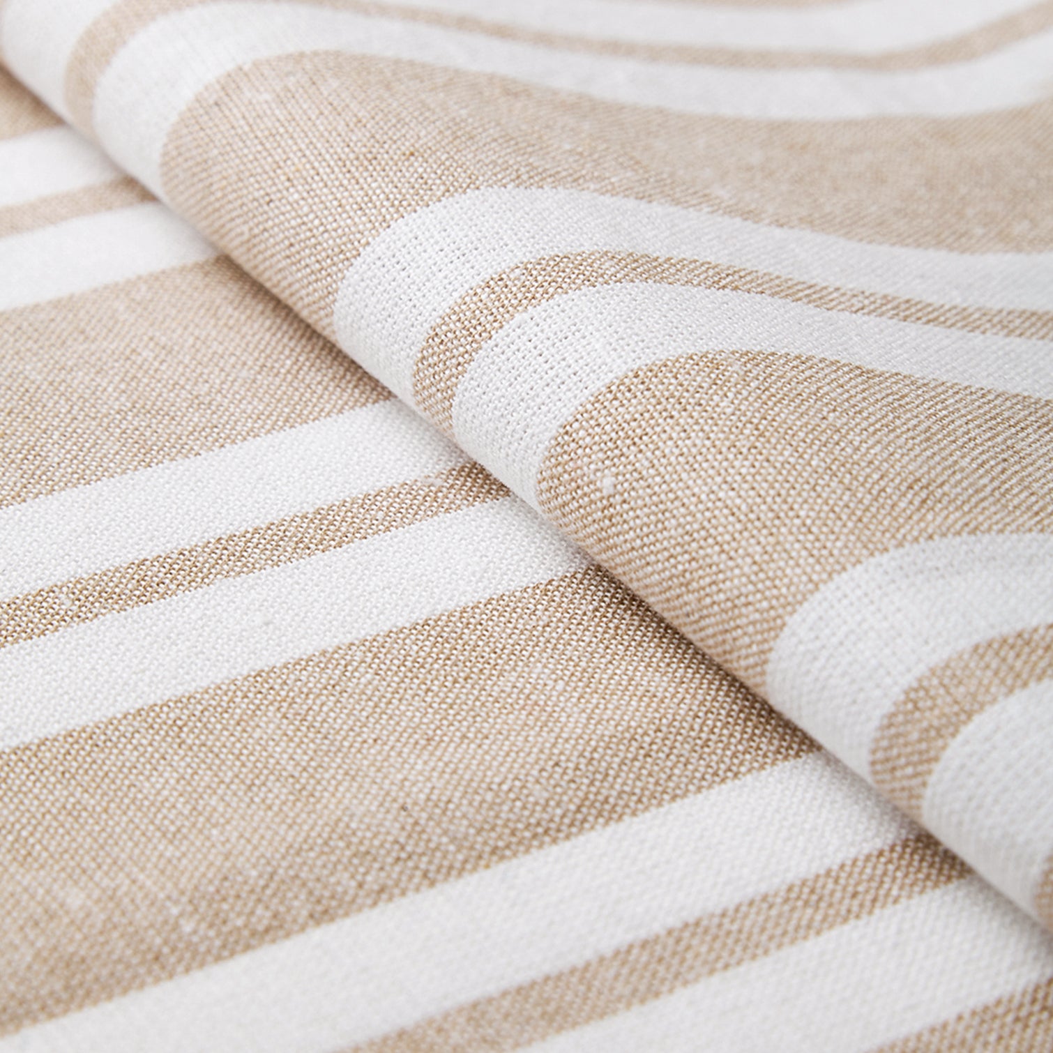 Cotton Franca Beige Stripes Table Cloth (Pack of 1)