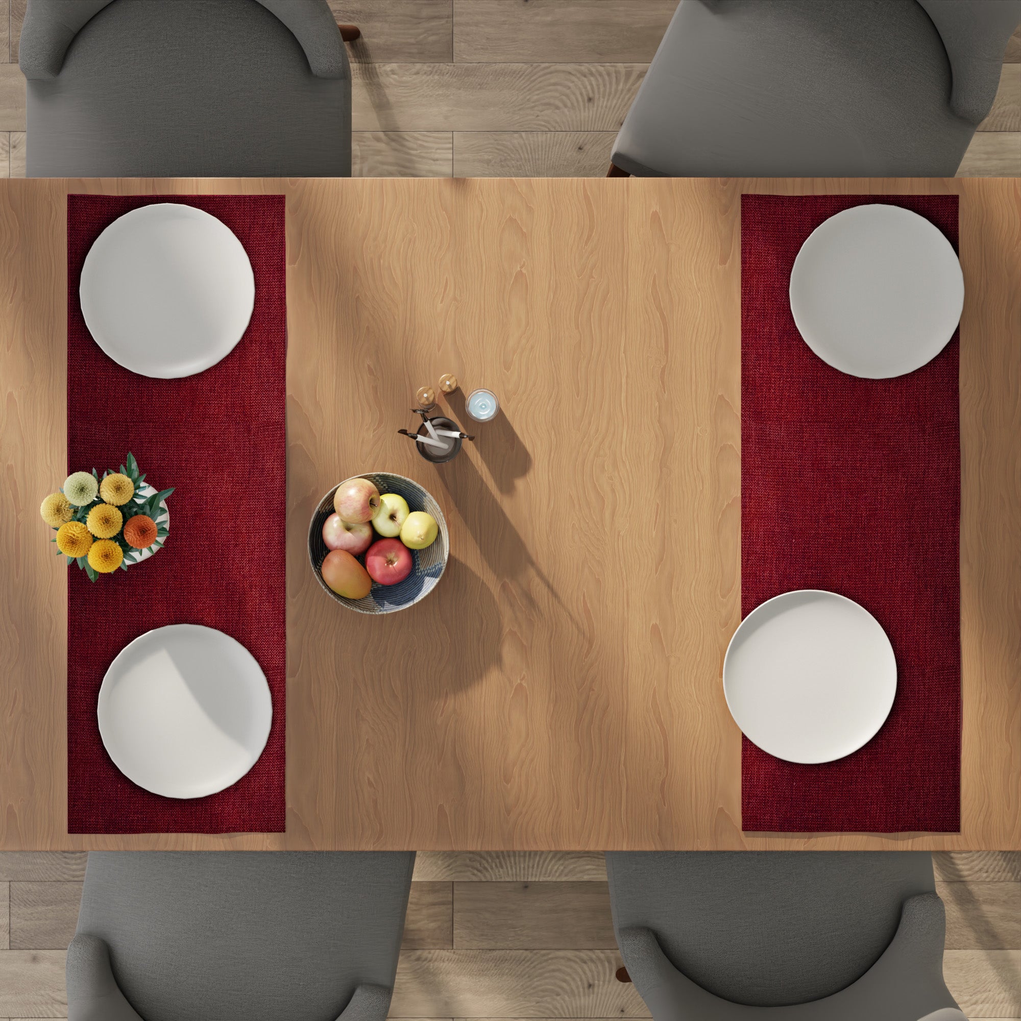 Chenille Scarlet Red Table Runner