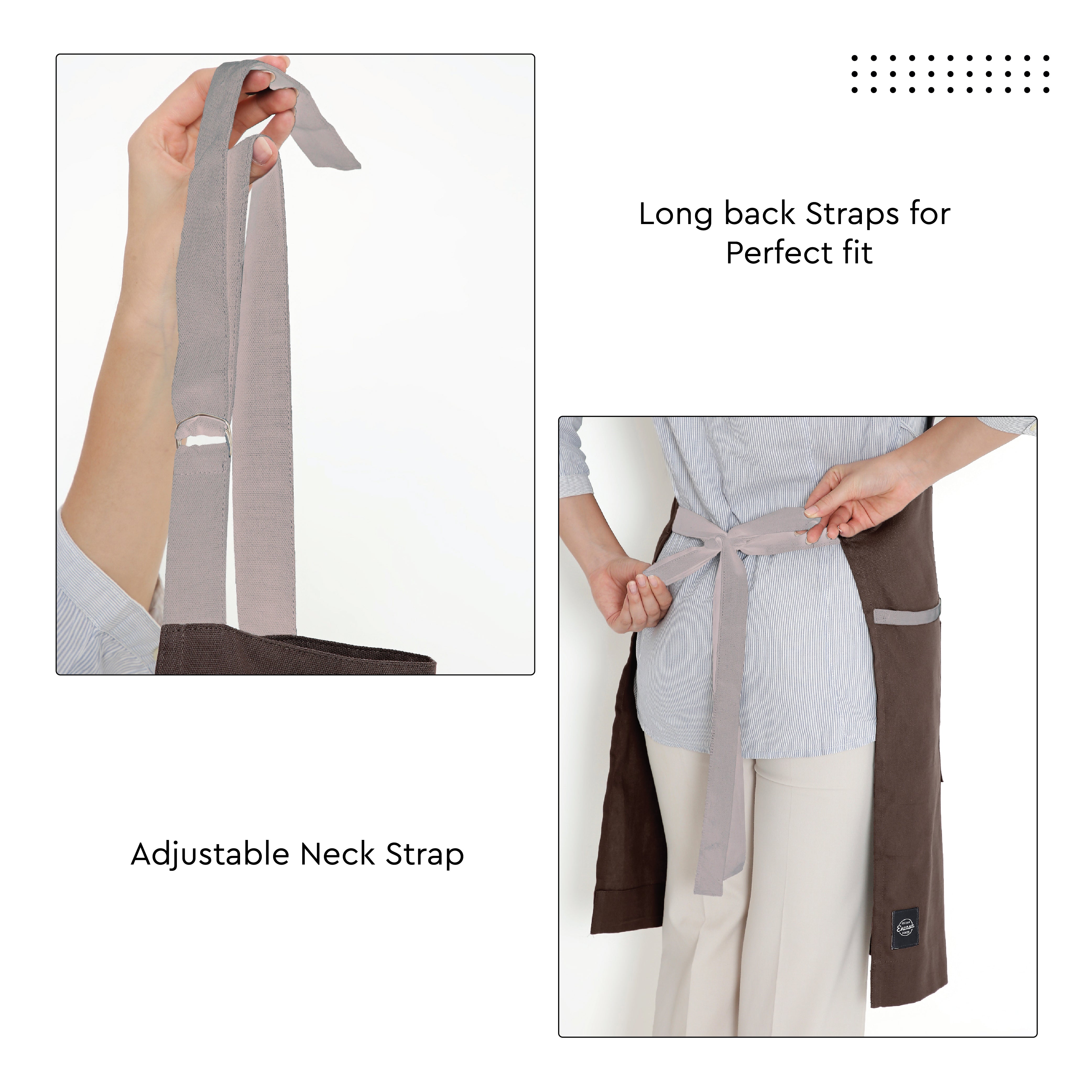 Yarn Dyed Cotton Dark Taupe & Beige Apron (Pack of 1)