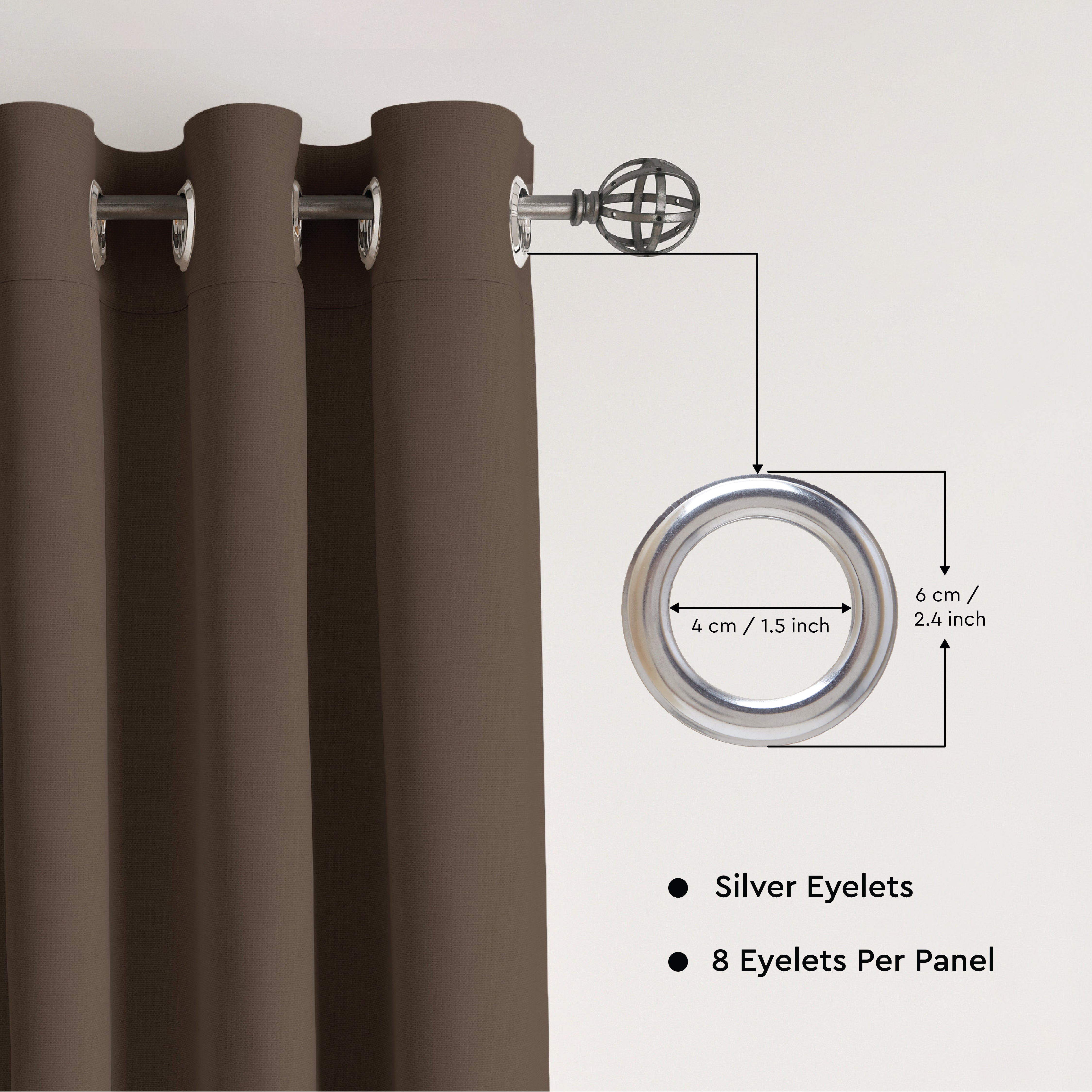 Canvas Taupe Curtain (Pack of 1)