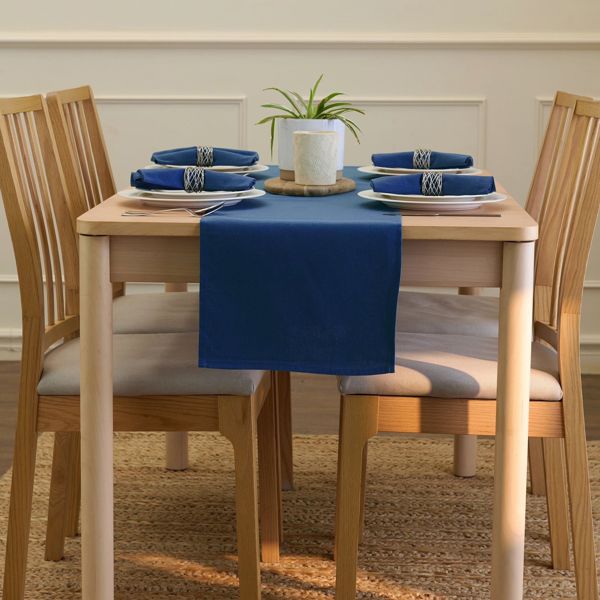 Cotton Cobalt Table Runner (Pack of 1)