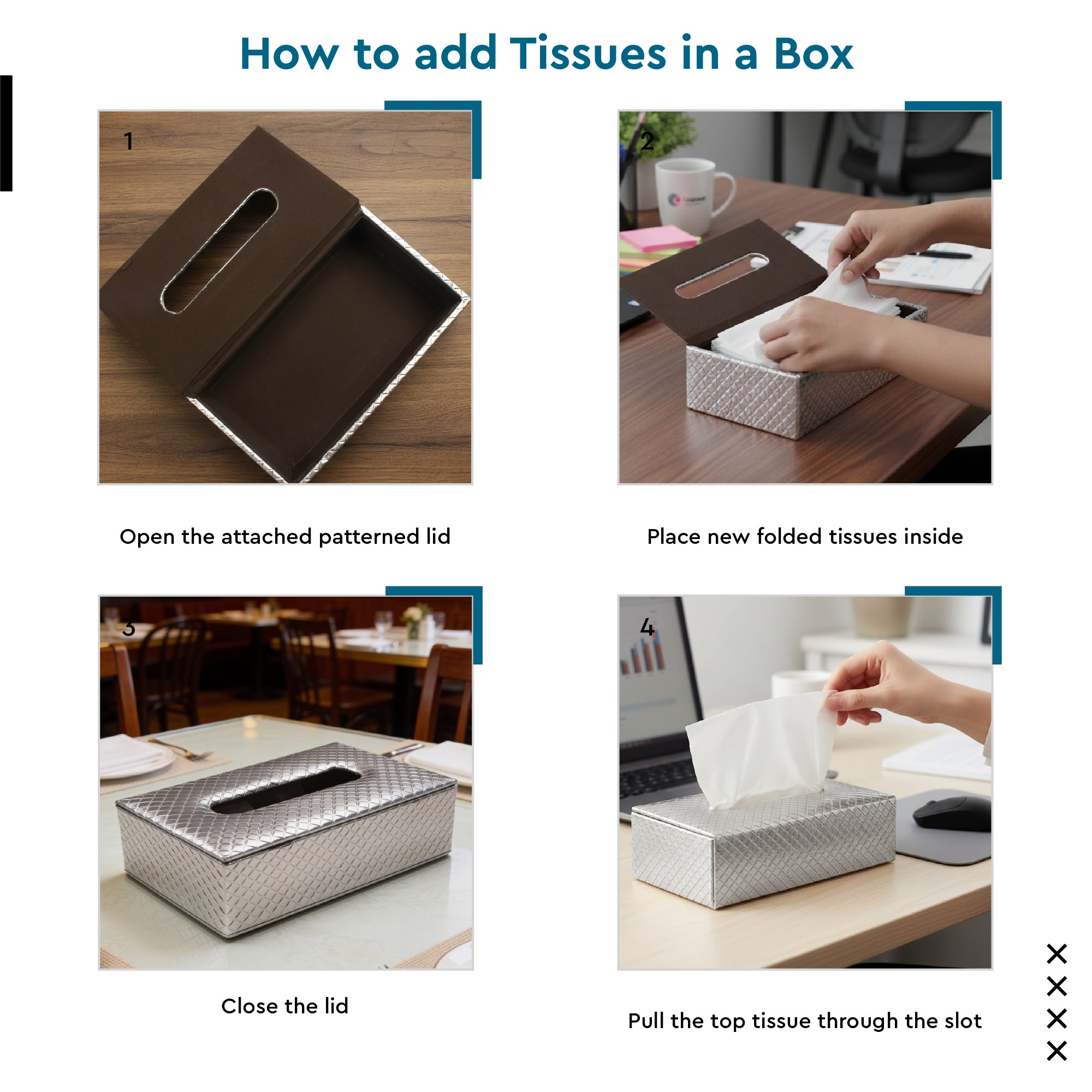 PU Leather Silver + Light Gold Tissue Box (Pack of 2)