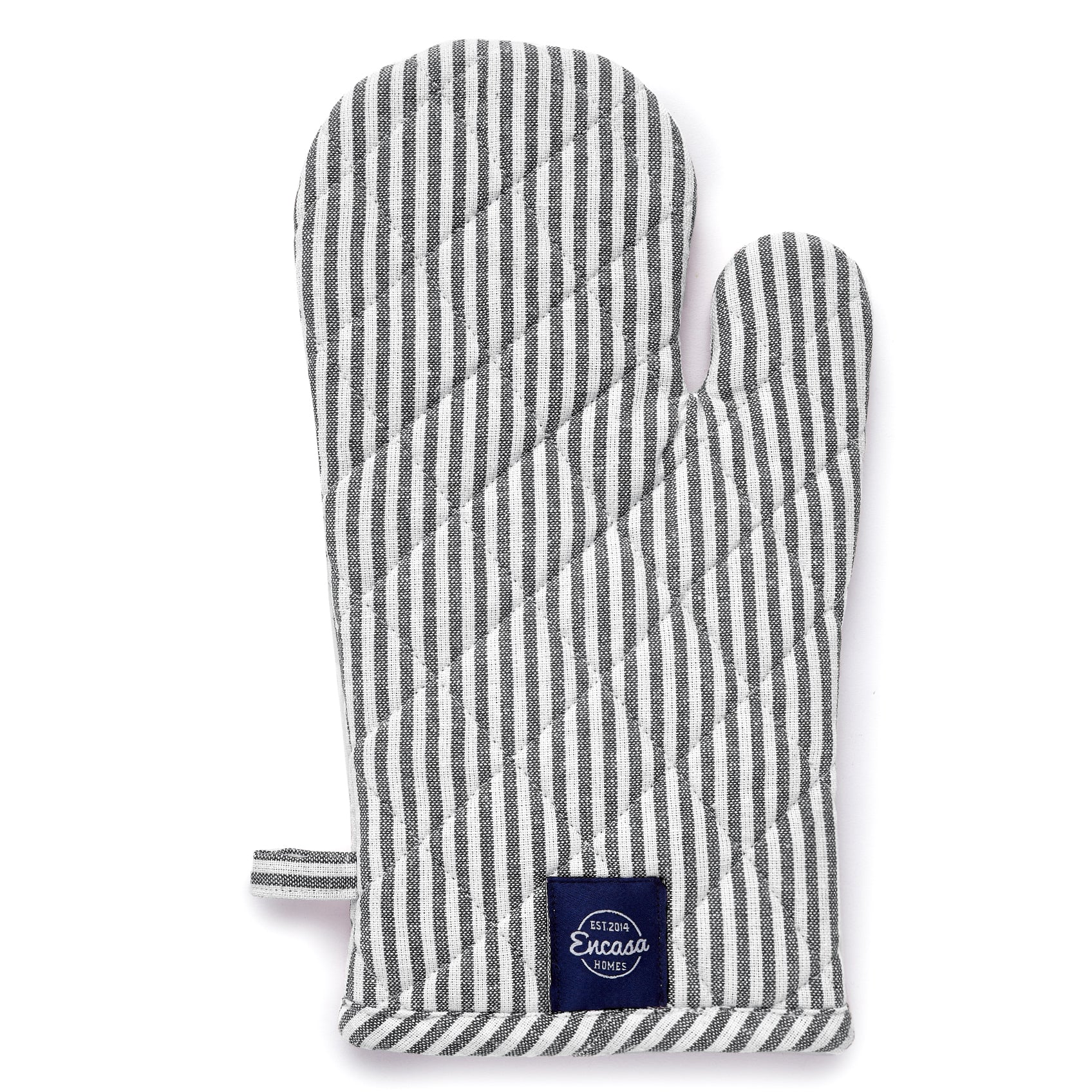 Cotton Canvas Ticking Black Oven Gloves (Pack of 2)