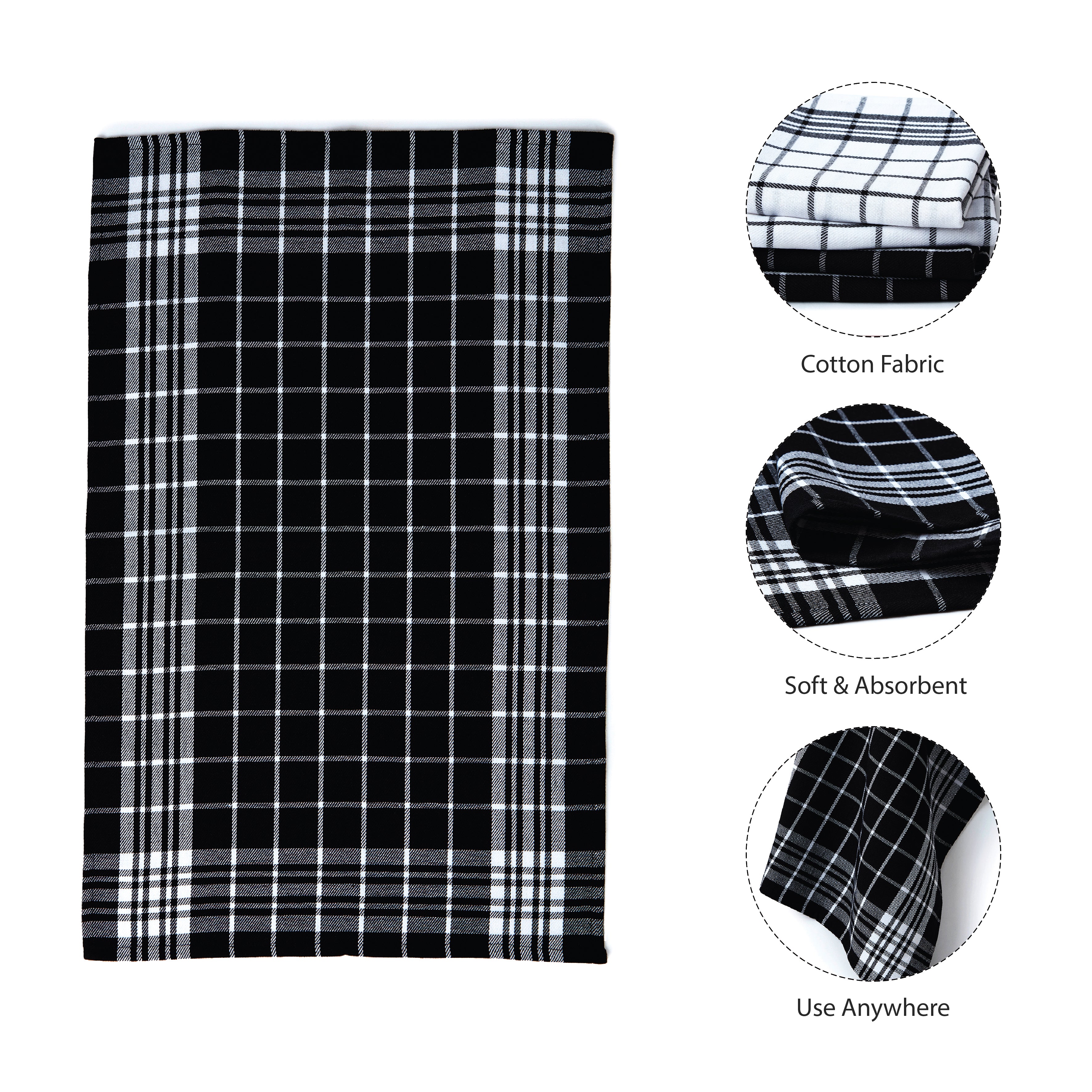 Cotton Black Non-terry Kitchen Towel (Pack of 4)