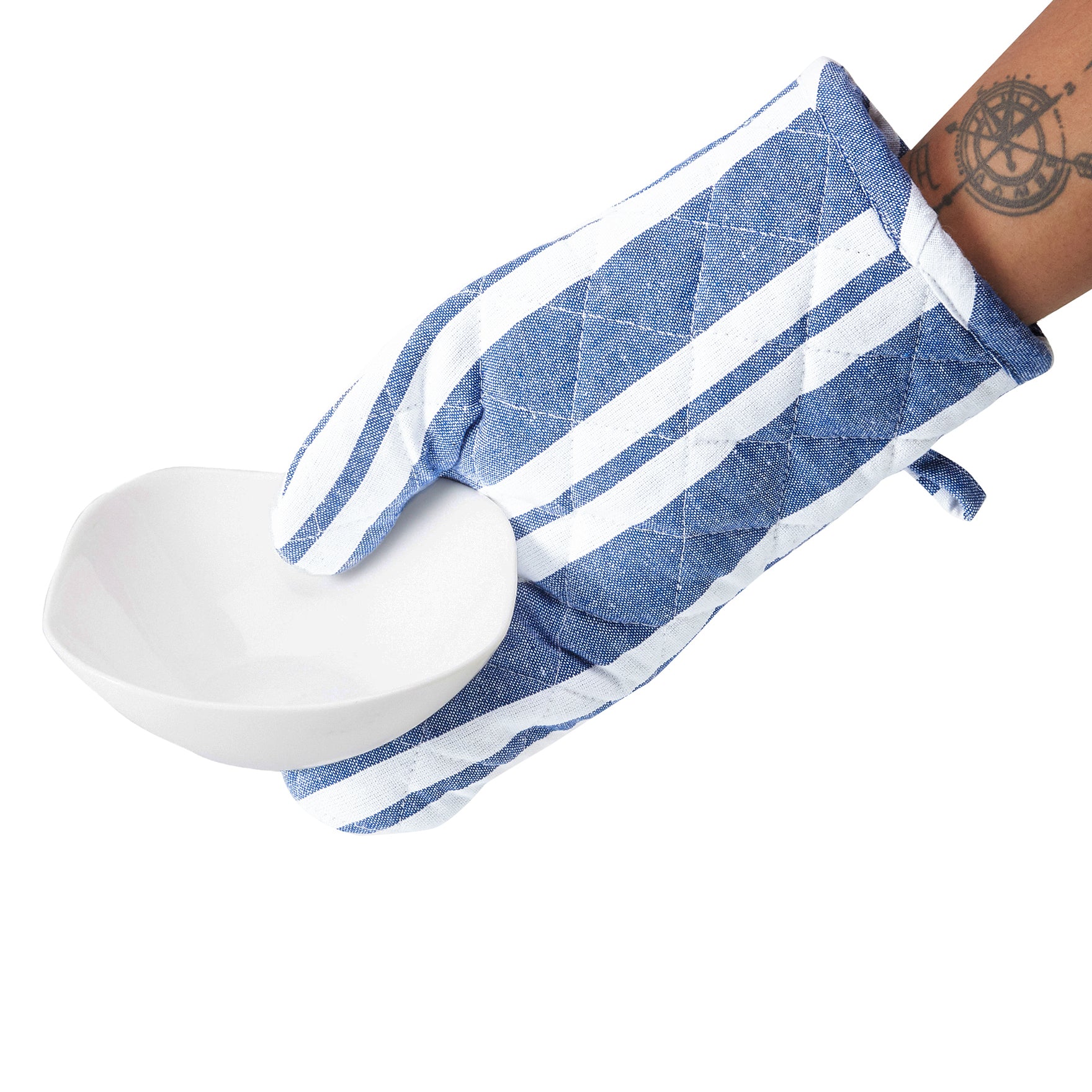 Cotton Franca Blue Stripes Oven Gloves (Pack of 2)