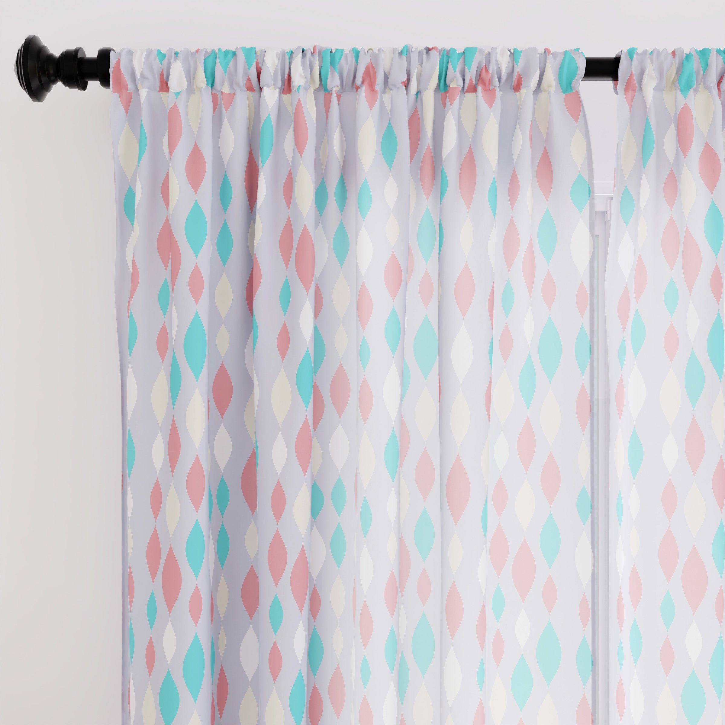 Polyester Teardrops Lilac Curtain (Pack of 2)