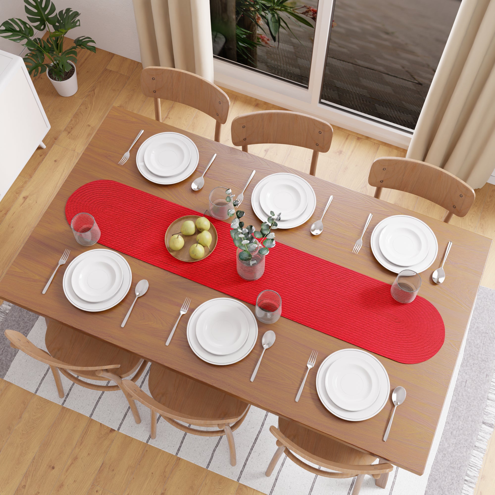Cotton Red Table Runner (Pack of 1)