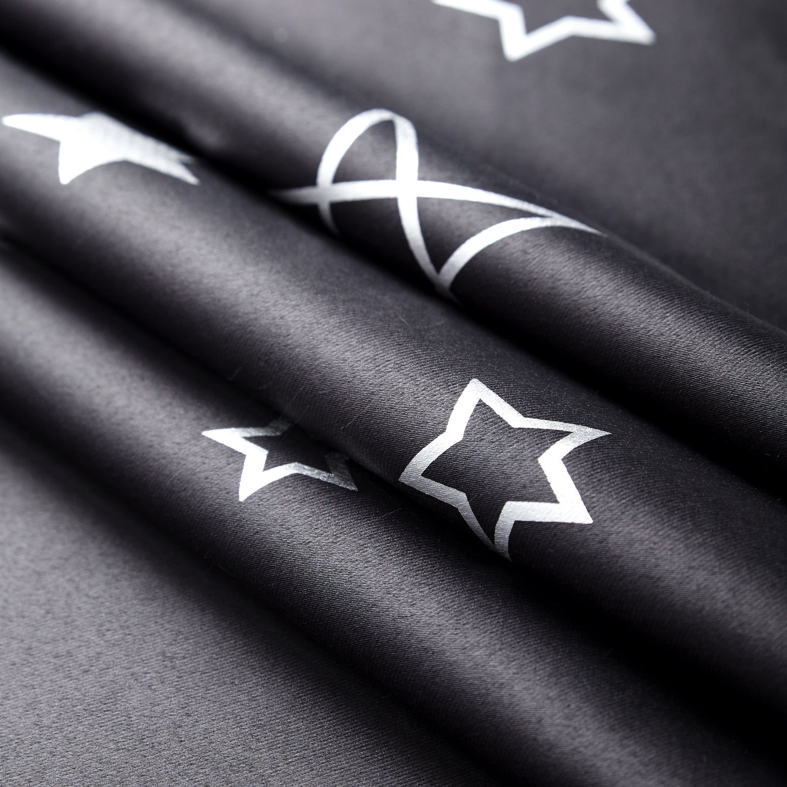 Blackout Polyester Fabric by Meter, 100x122 cm | Blocks Light, Heat & Noise, For Curtains, Cushion Covers, Door & Window Drapes - Foil Star Print