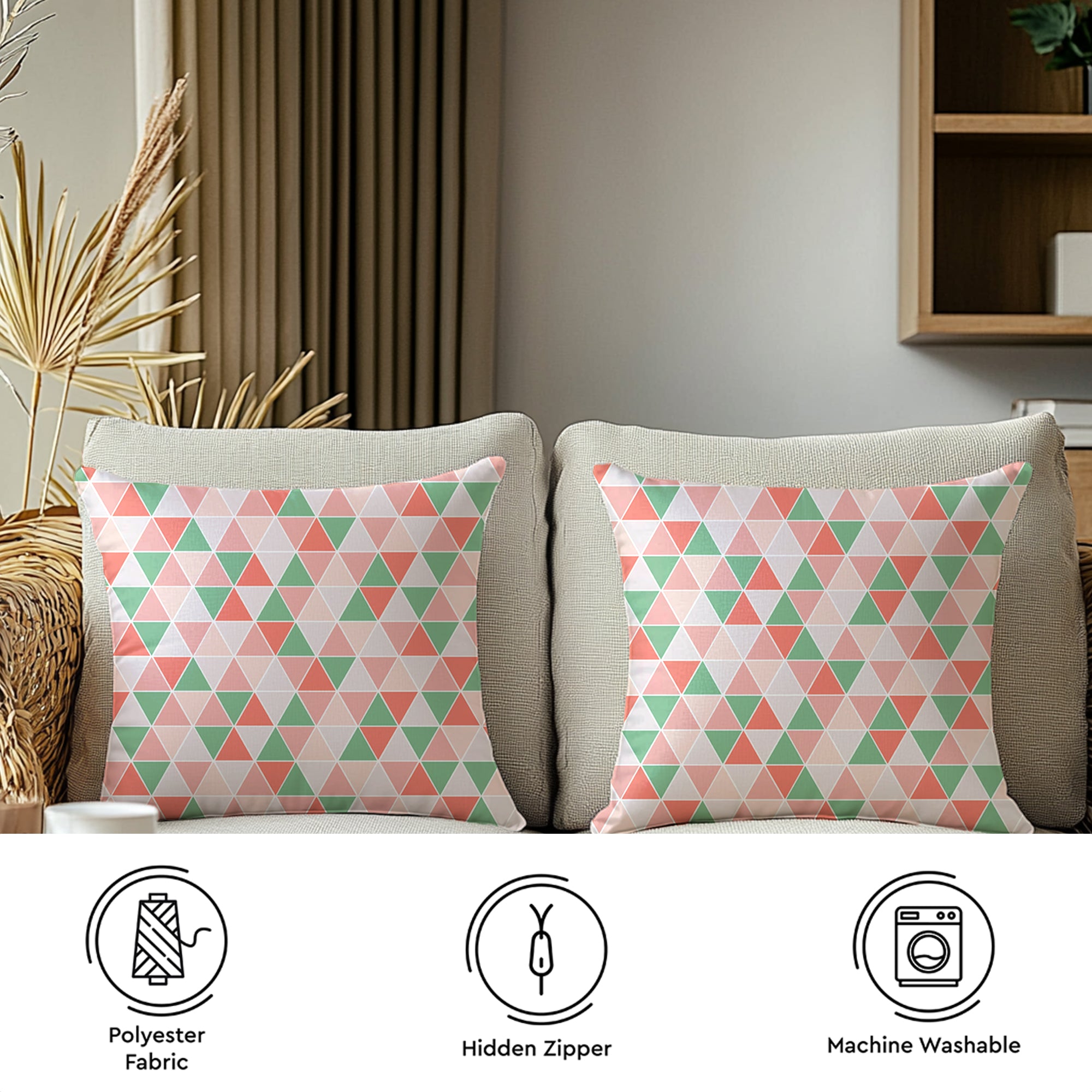 Micro Big Triangles Tomato Cushion Cover