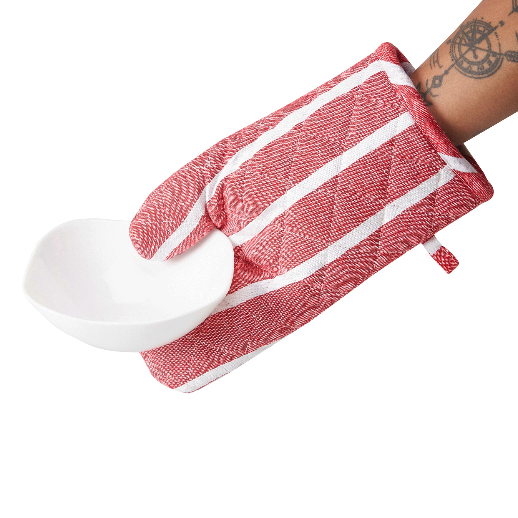 Cotton Roma Red Stripes Oven Gloves (Pack of 2)