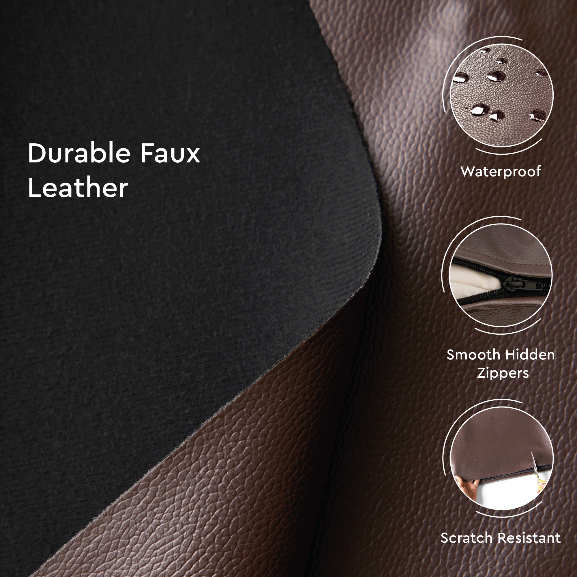 PVC Leather Chocolate Cushion Cover (Pack of 2)