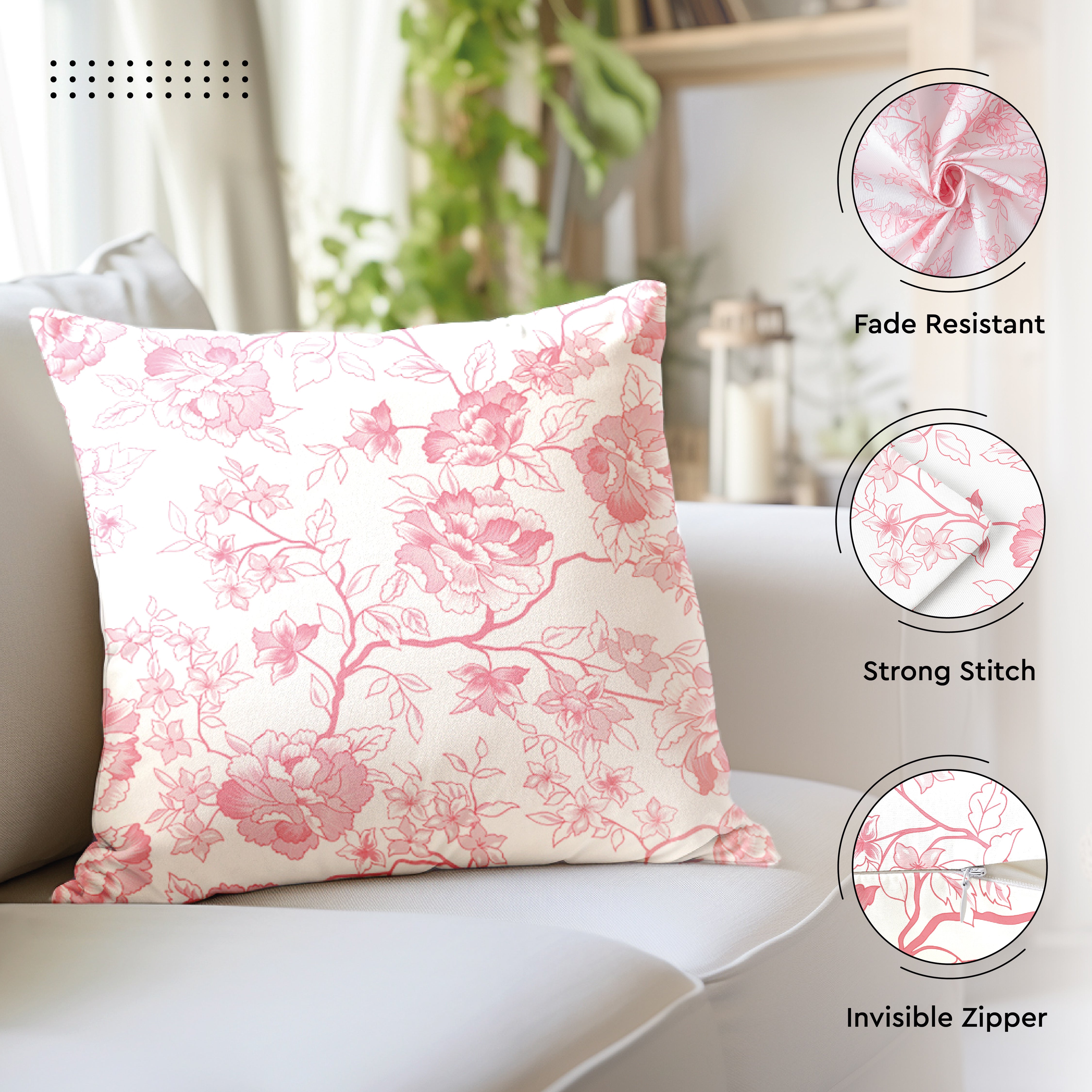 Polyester Carnations Cushion Cover (Pack of 2)