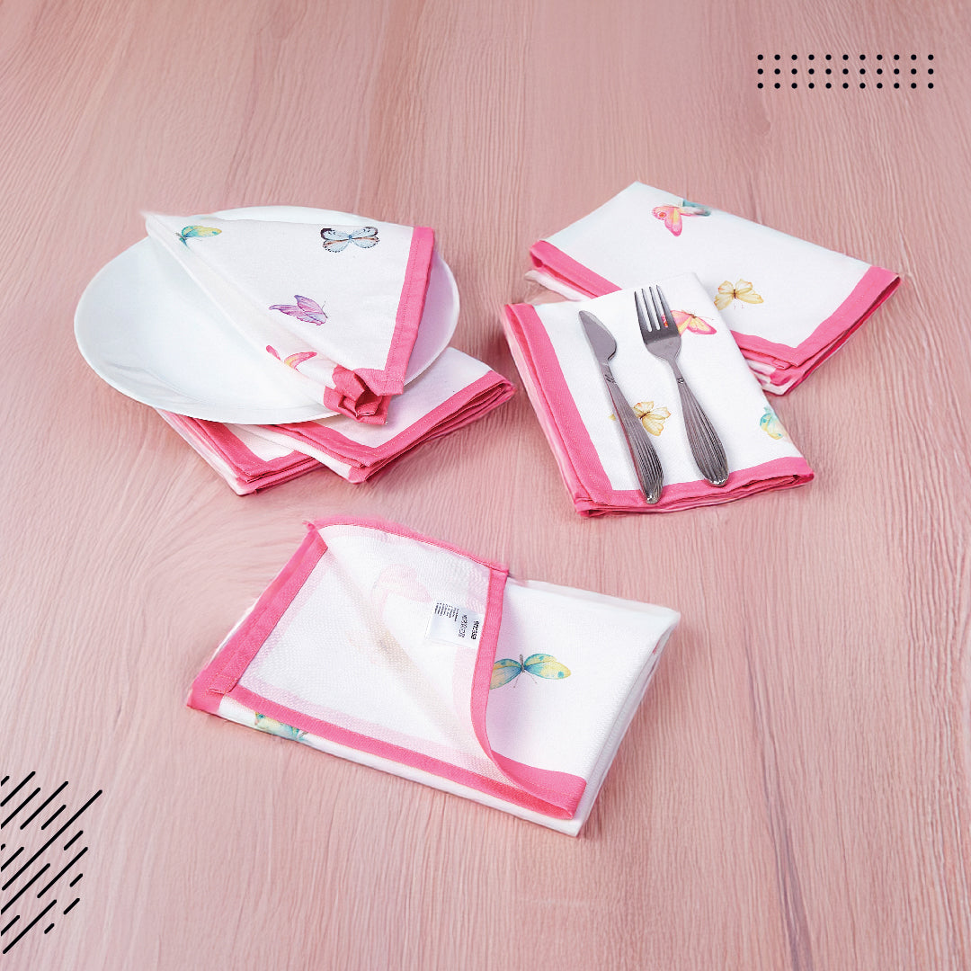 Spun Polyester Pink Butterflies Table Napkin
