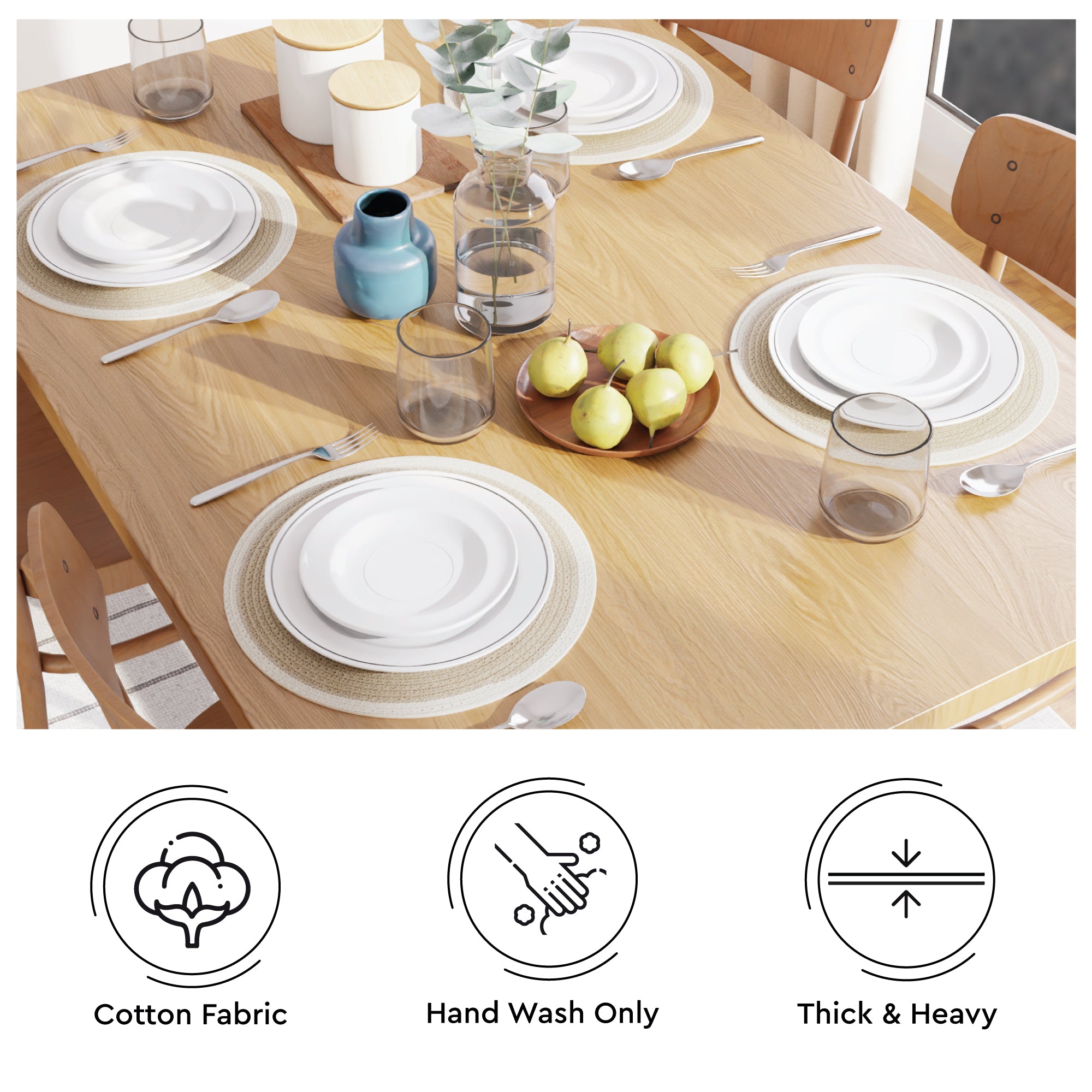 Cotton Beige & Off White Placemat (Pack of 2)
