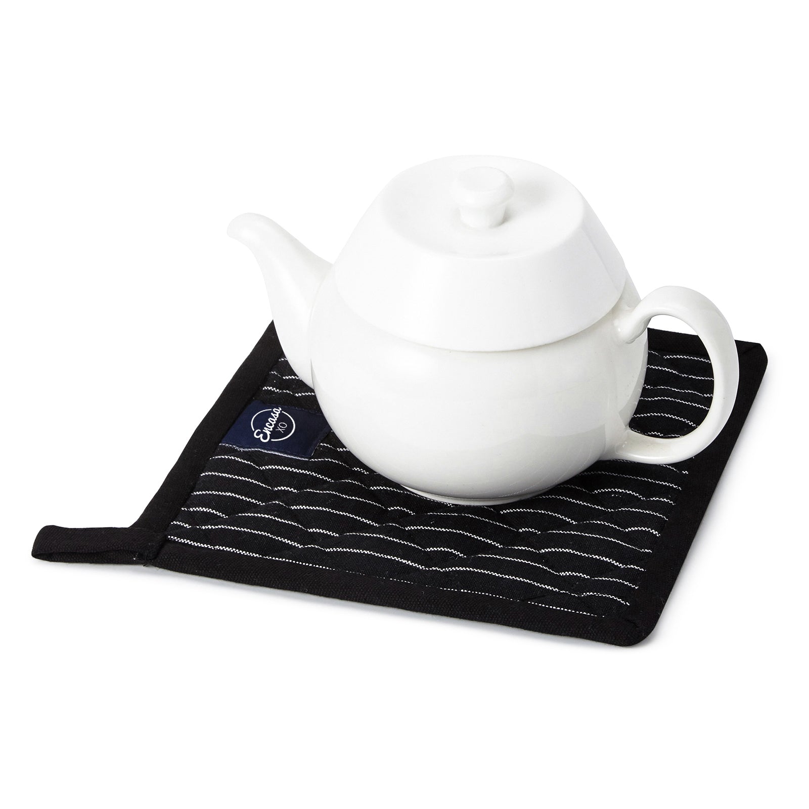 Cotton Butcher Stripes Black Pot Holders (Pack of 2)