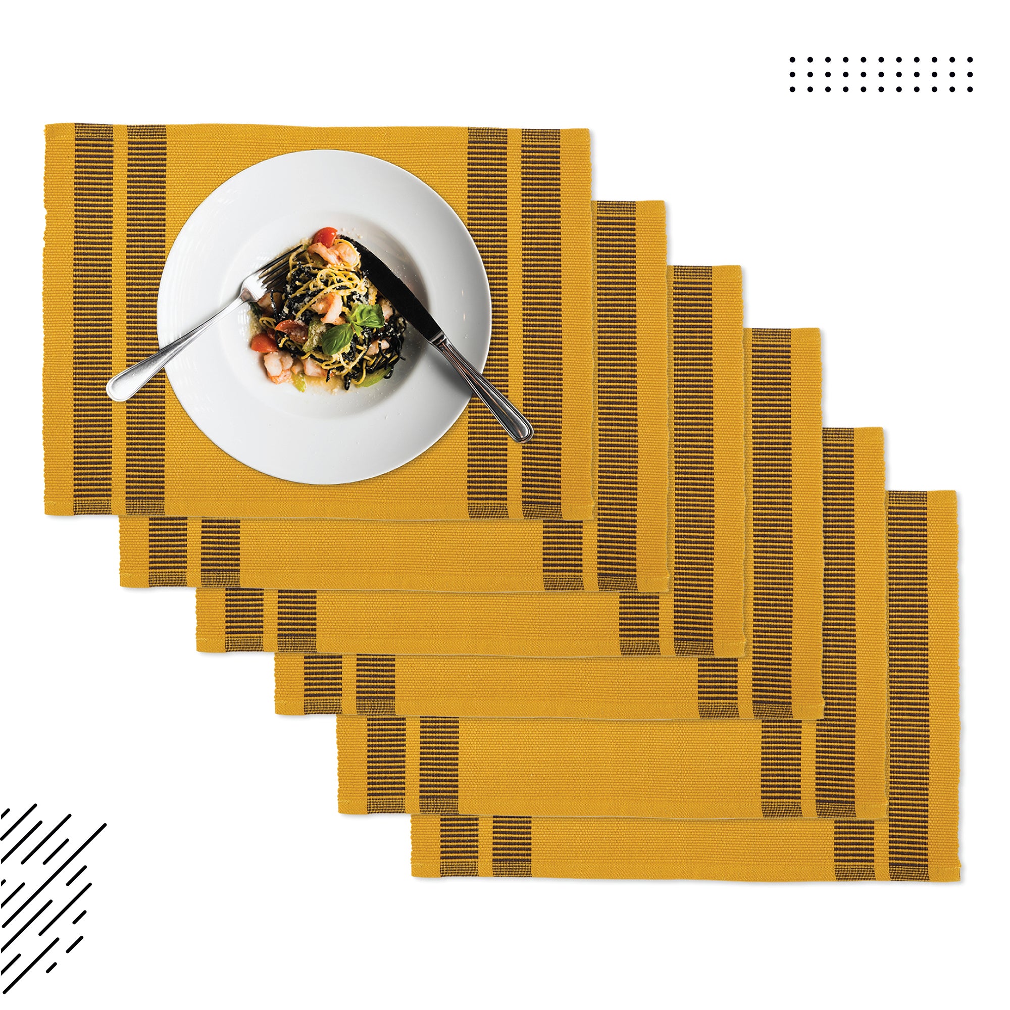 Cotton Ladder Yellow Placemat (Pack of 6)