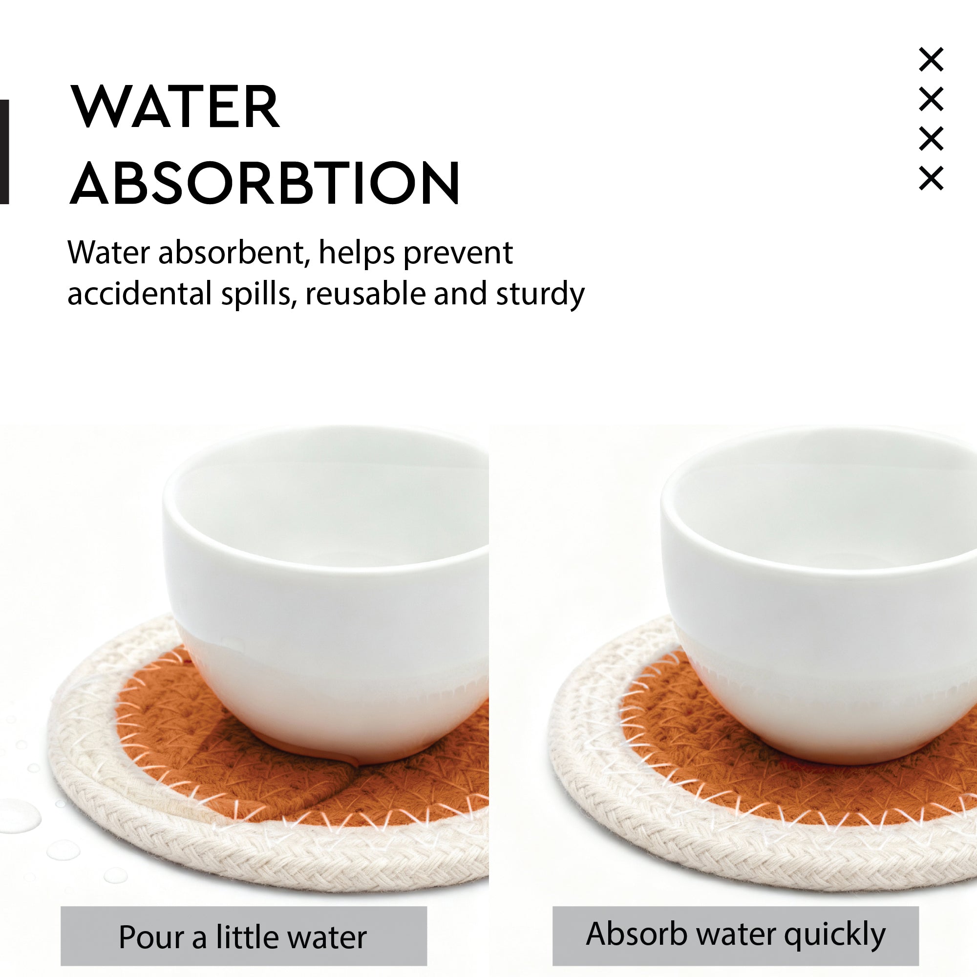 Cotton Coral & Off White Coaster