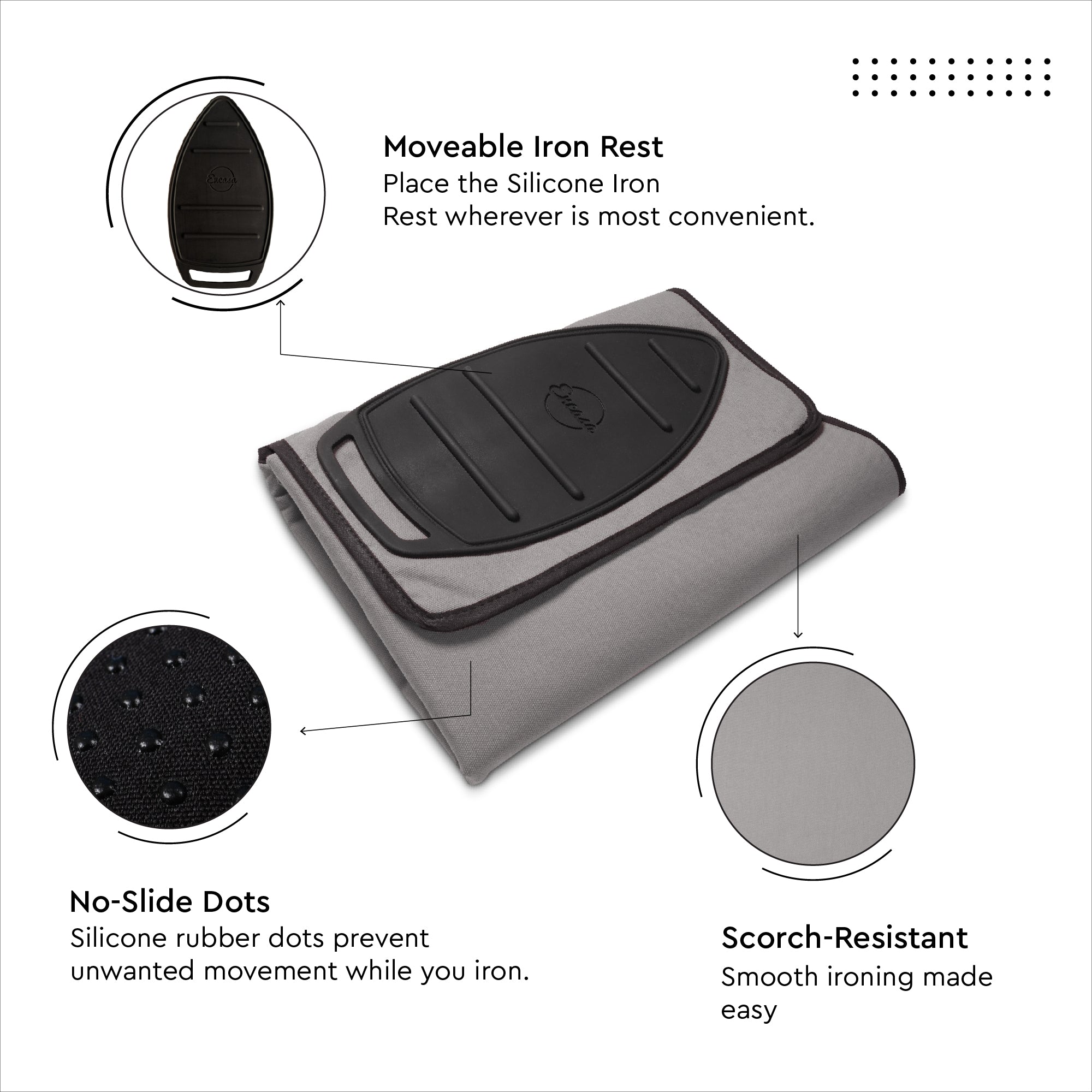 Cotton Grey Luxury Anti-Slip & Table Protector Ironing Mat (Pack of 1)