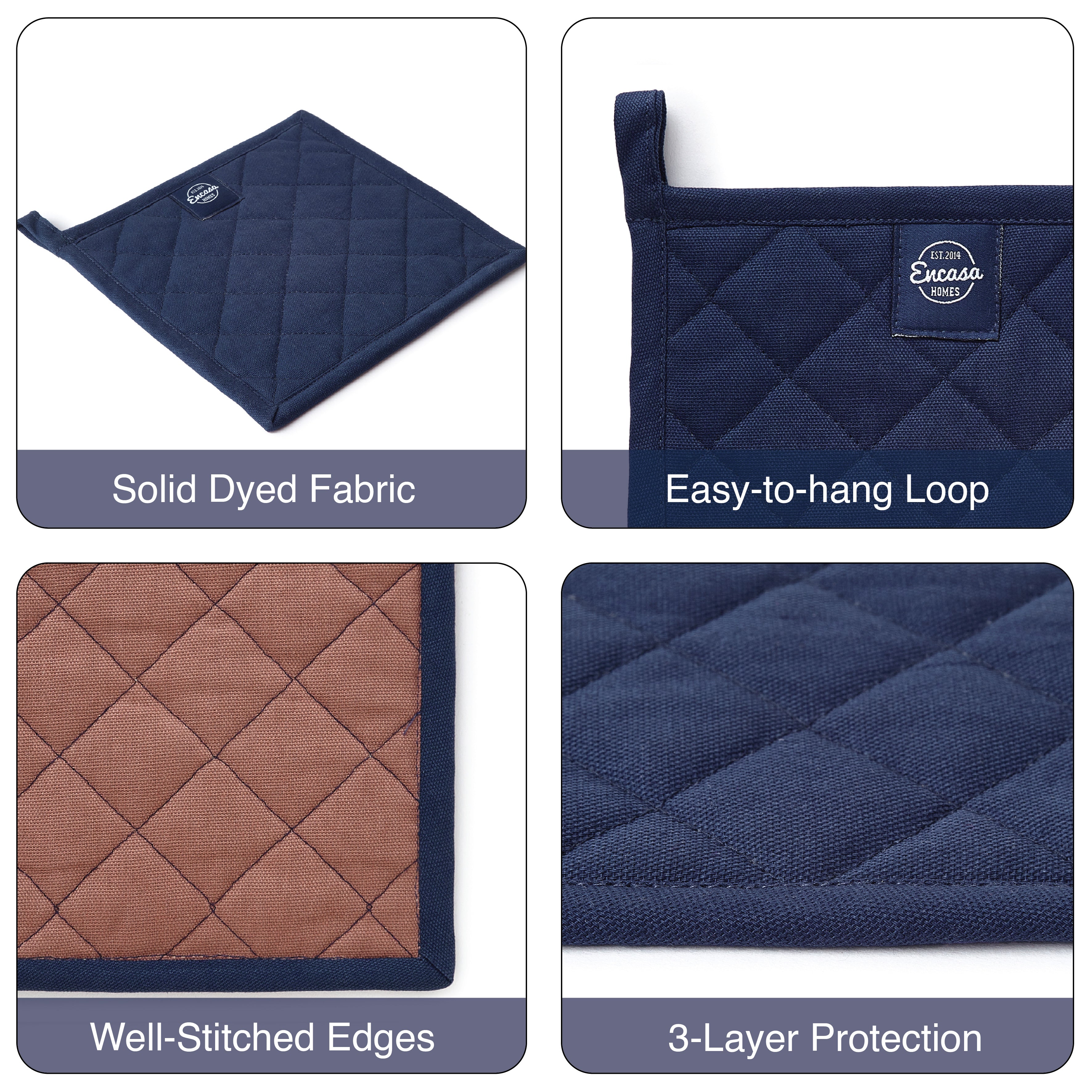 Yarn Dyed Cotton Scotch Blue Potholder (Pack of 4)