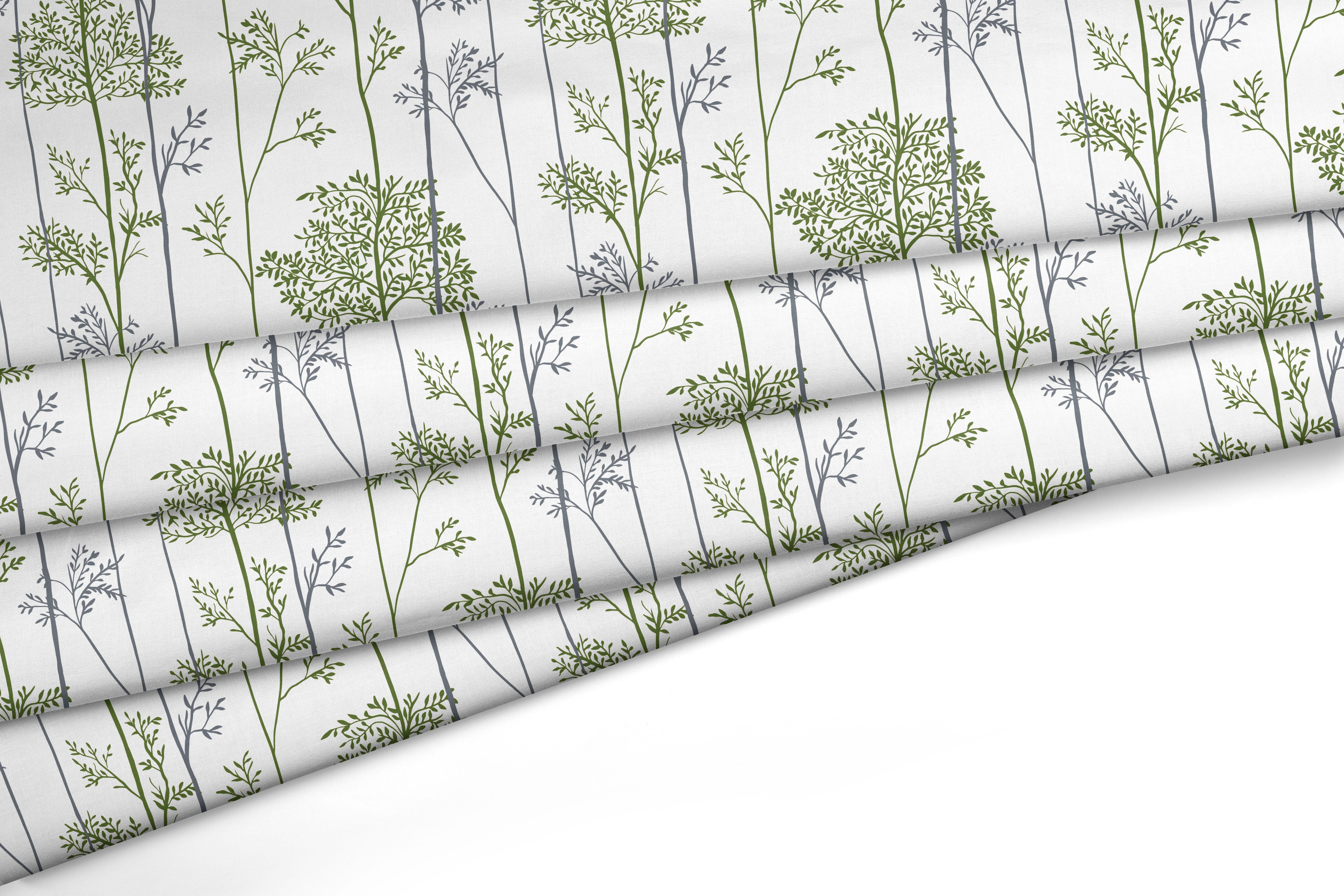 Polyester Printed Green Branches Fabric (Pack of 1)