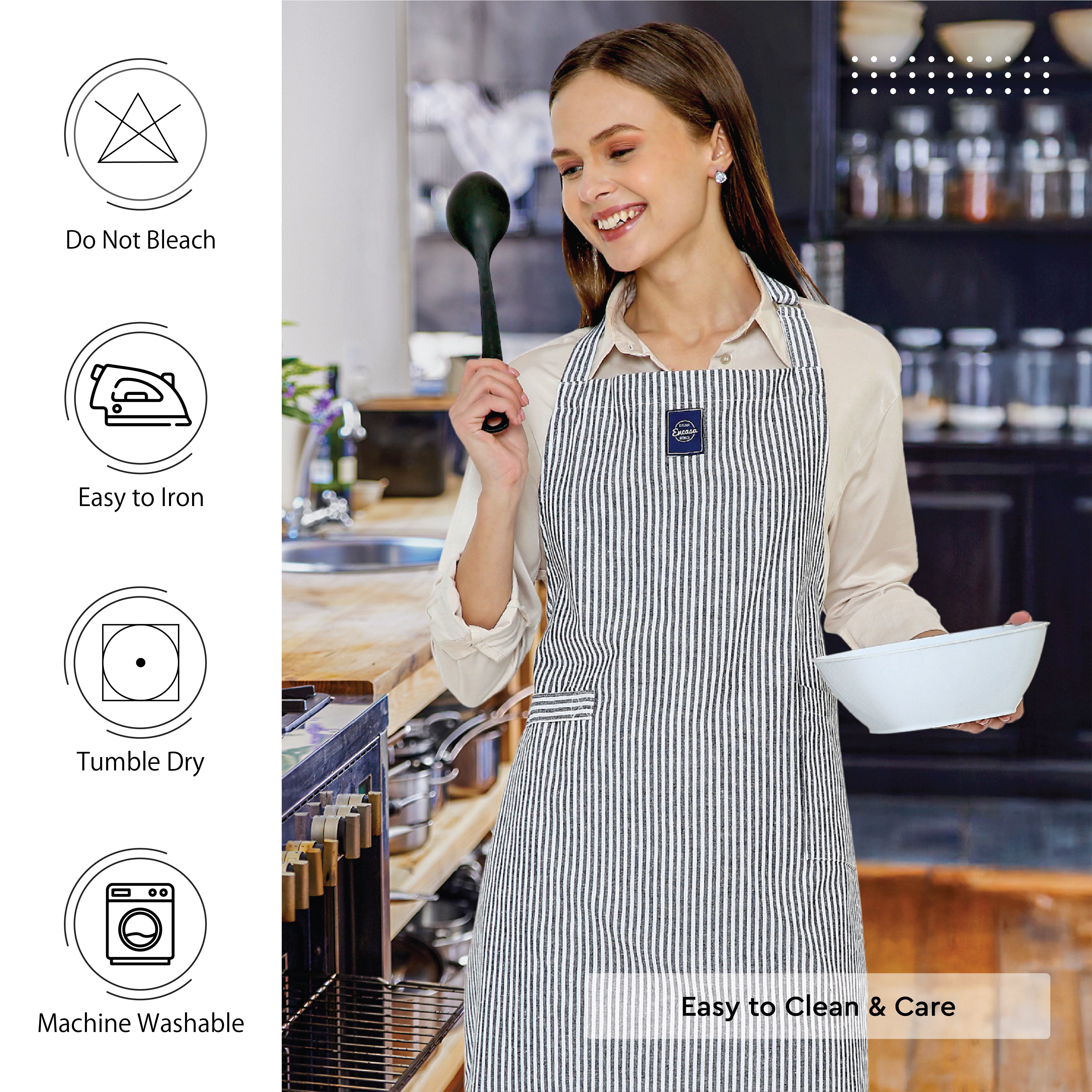 Cotton Ticking Navy Blue Apron (Pack of 1)