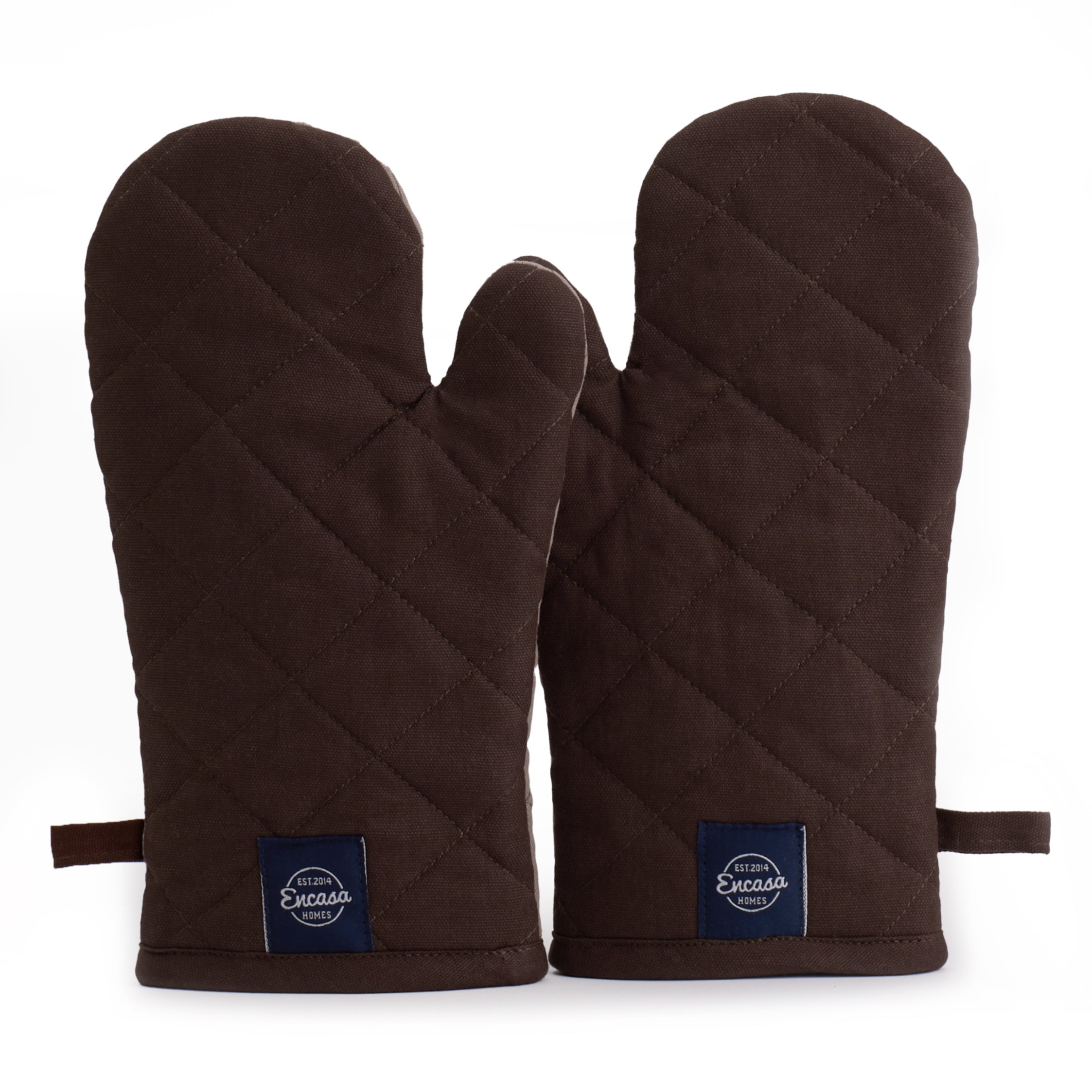 Canvas Dark Taupe & Beige Oven Gloves (Pack of 2)