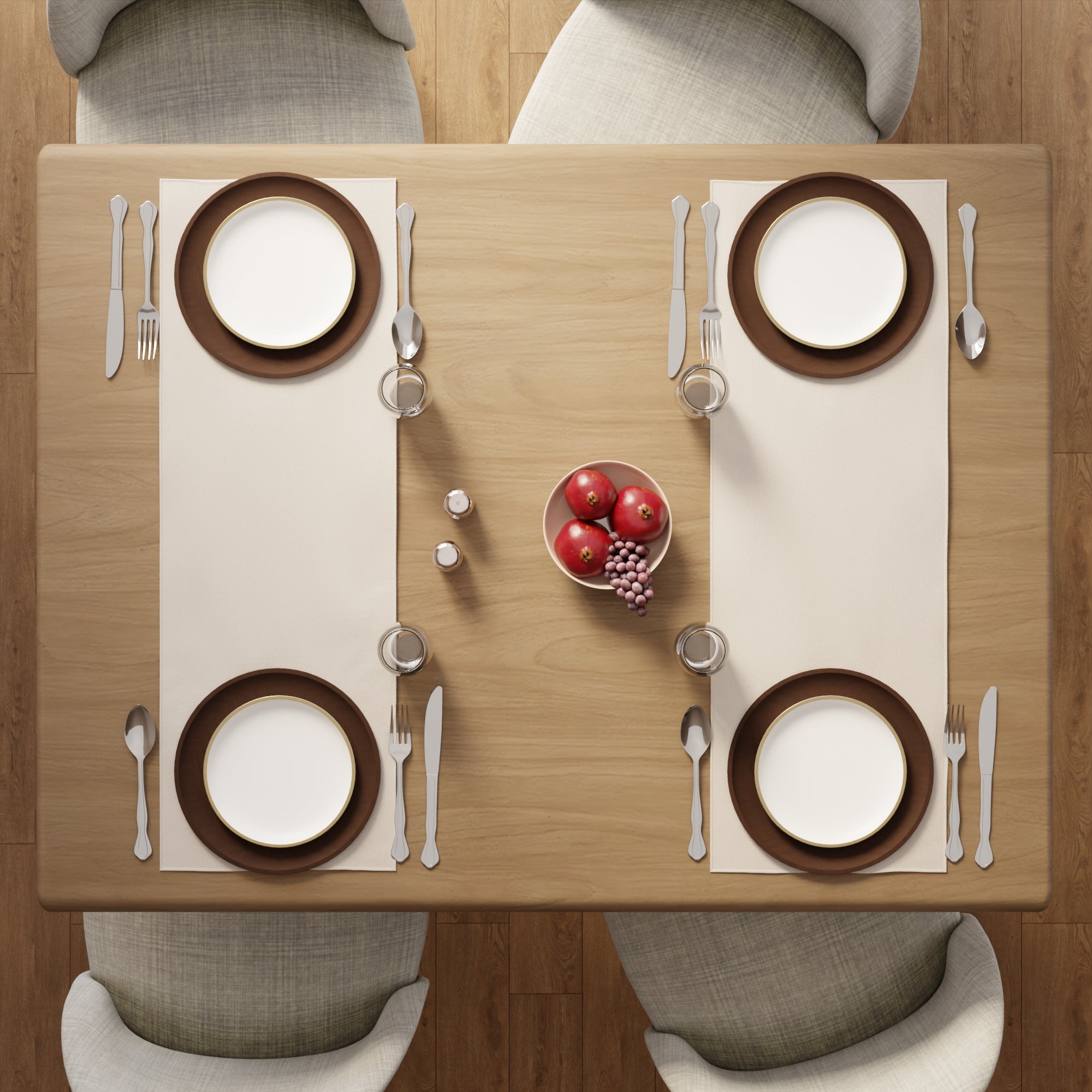 PVC Leather Cream Table Runner (Pack of 1)