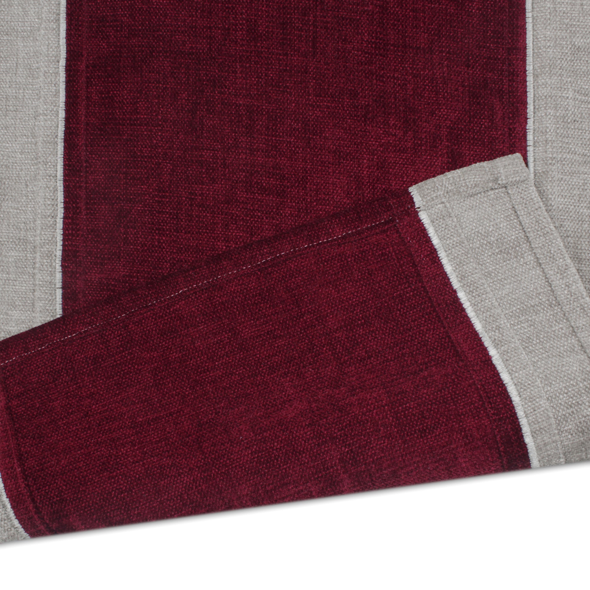 Cotton Grey & Maroon Table Runner (Pack of 1)
