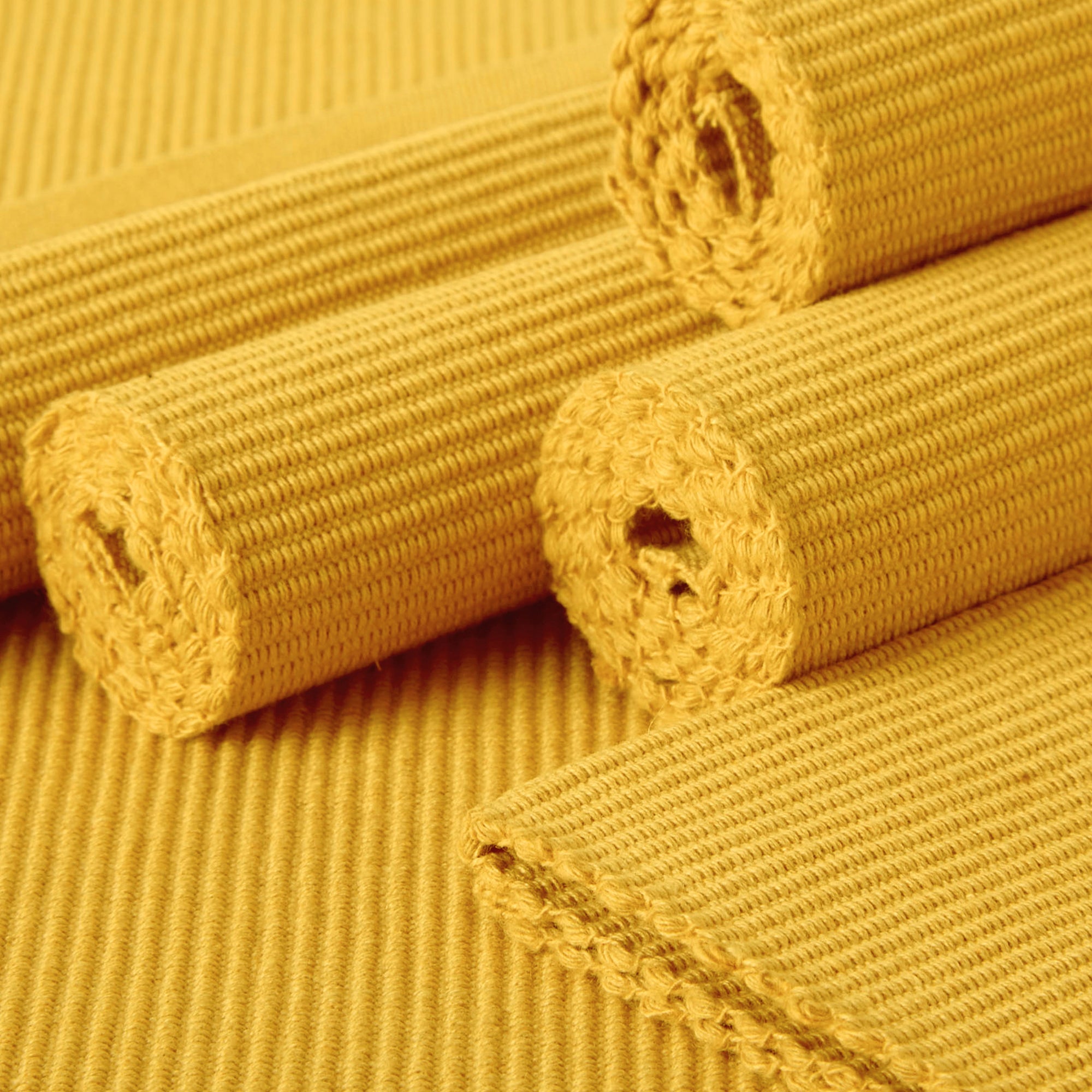 Ribbed Cotton Yellow Placemat (Pack of 6)