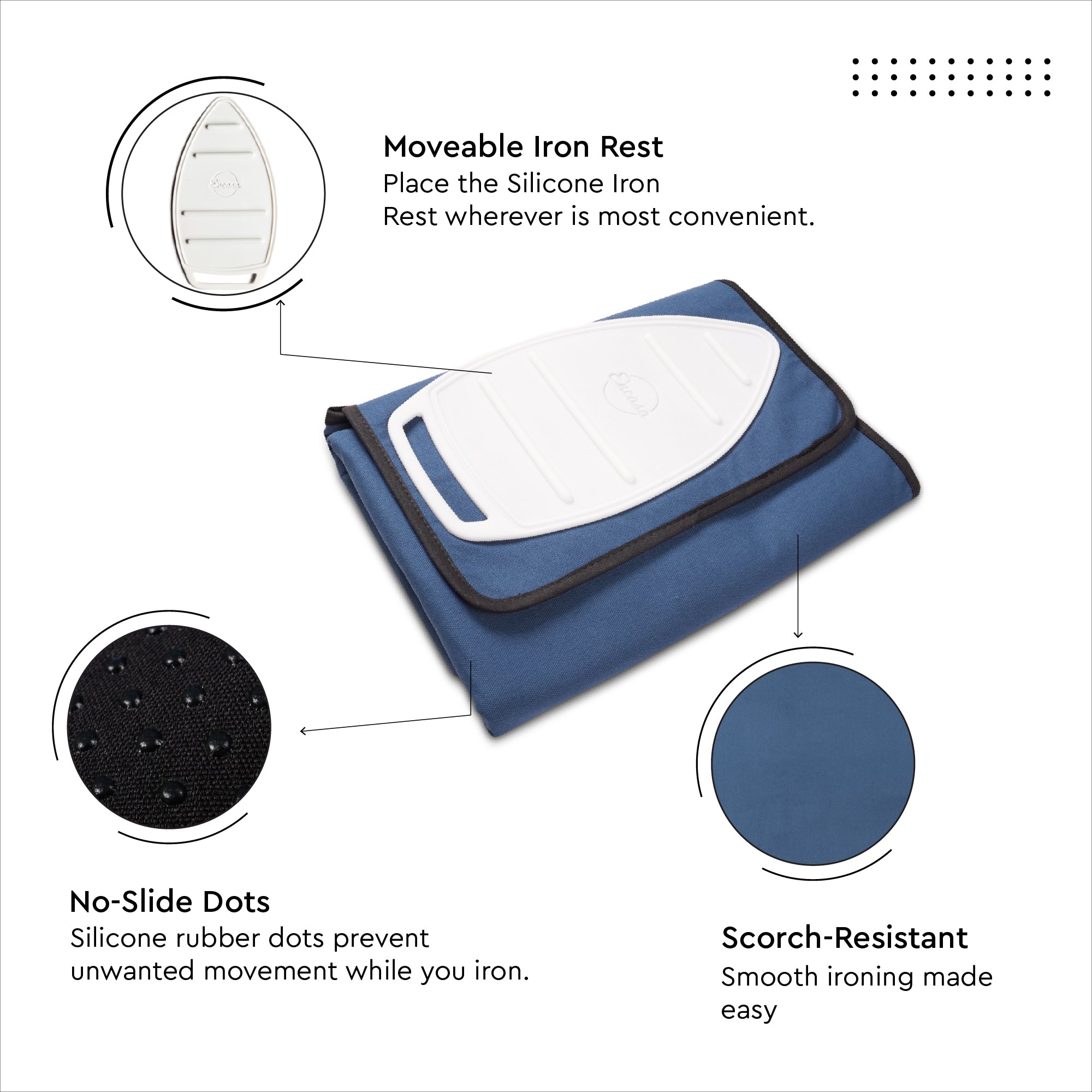 Cotton Cobalt Luxury Anti-Slip & Table Protector Ironing Mat (Pack of 1)