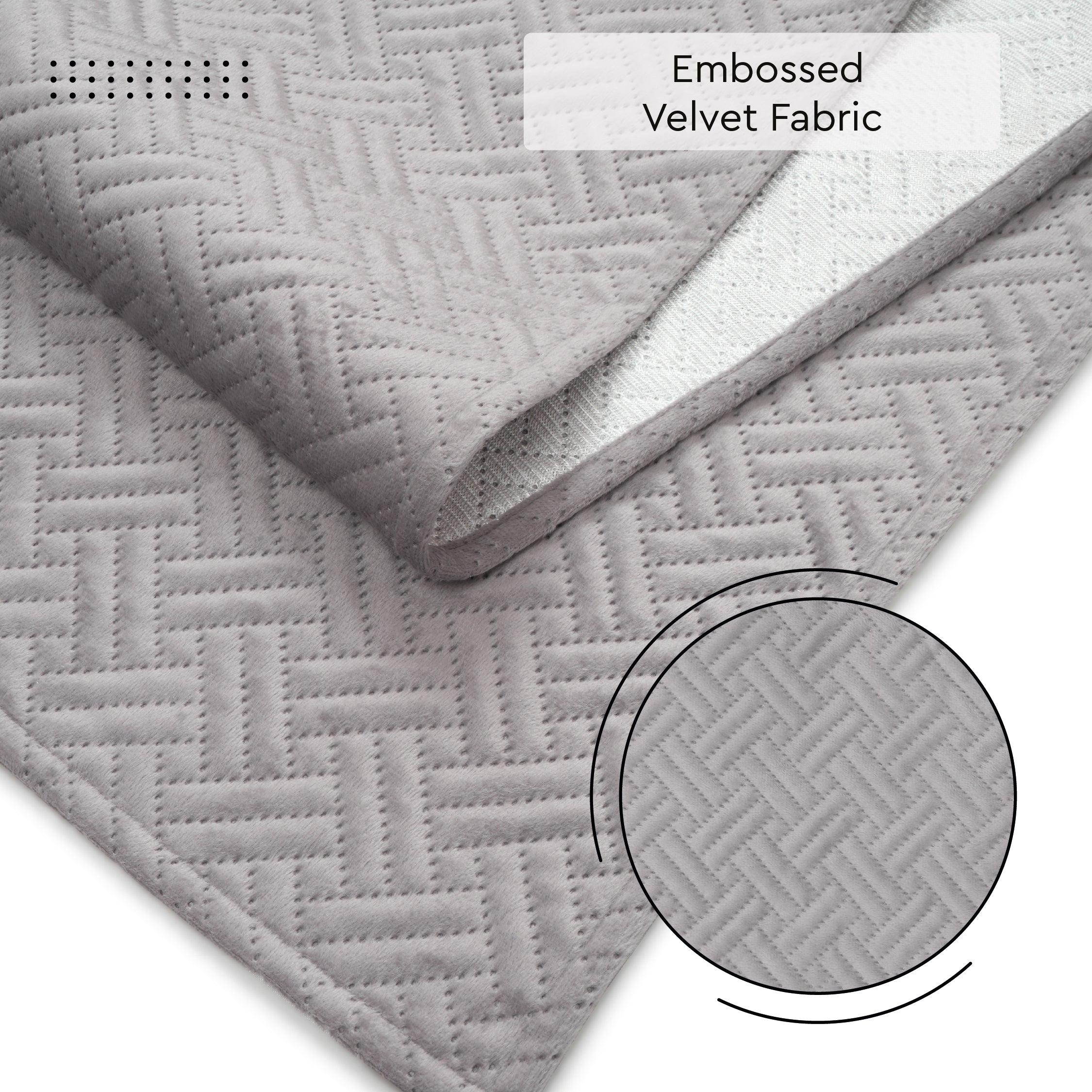 Quilted Velvet Light Grey Table Runner