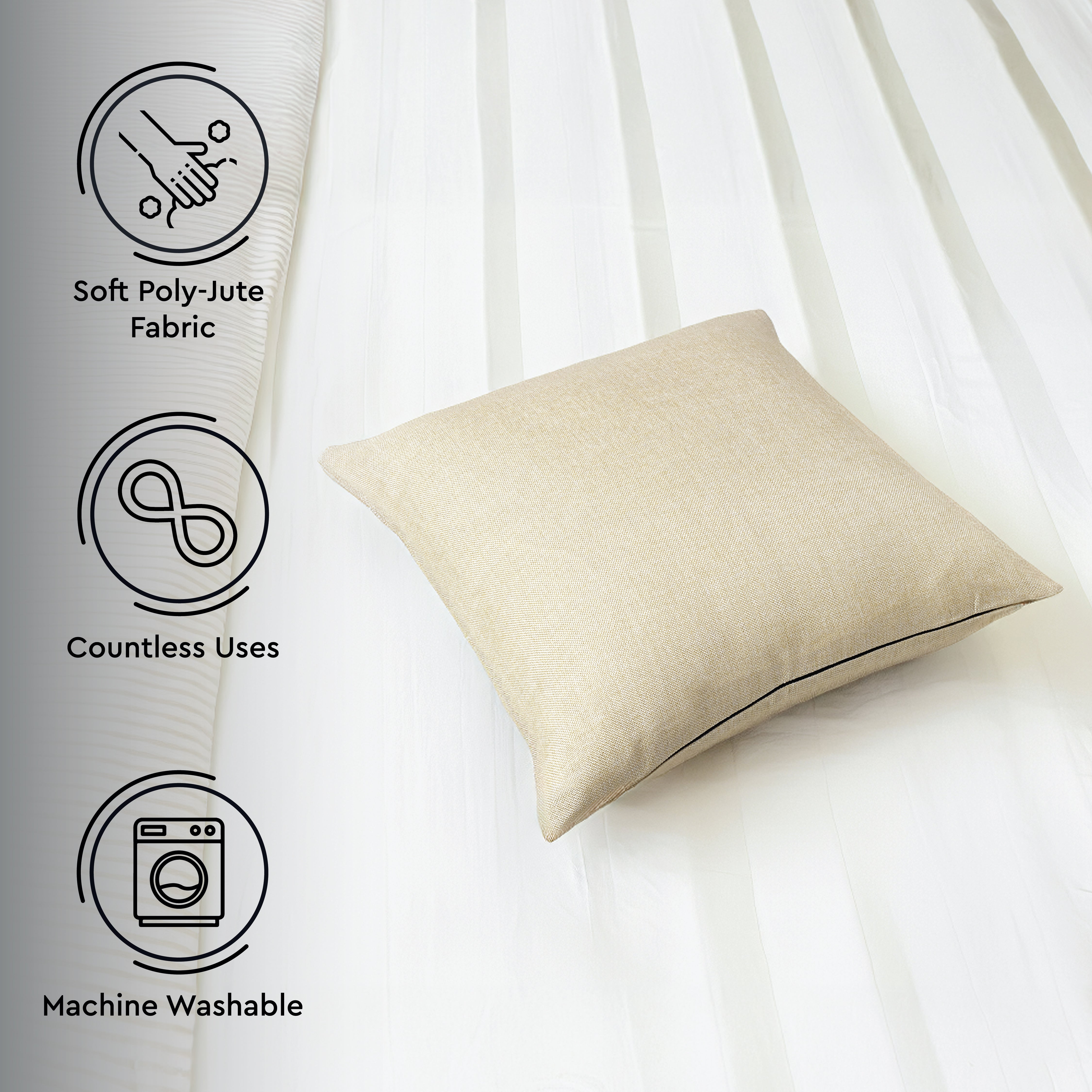 Jute Cherry Cream Cushion Cover (Pack of 2)