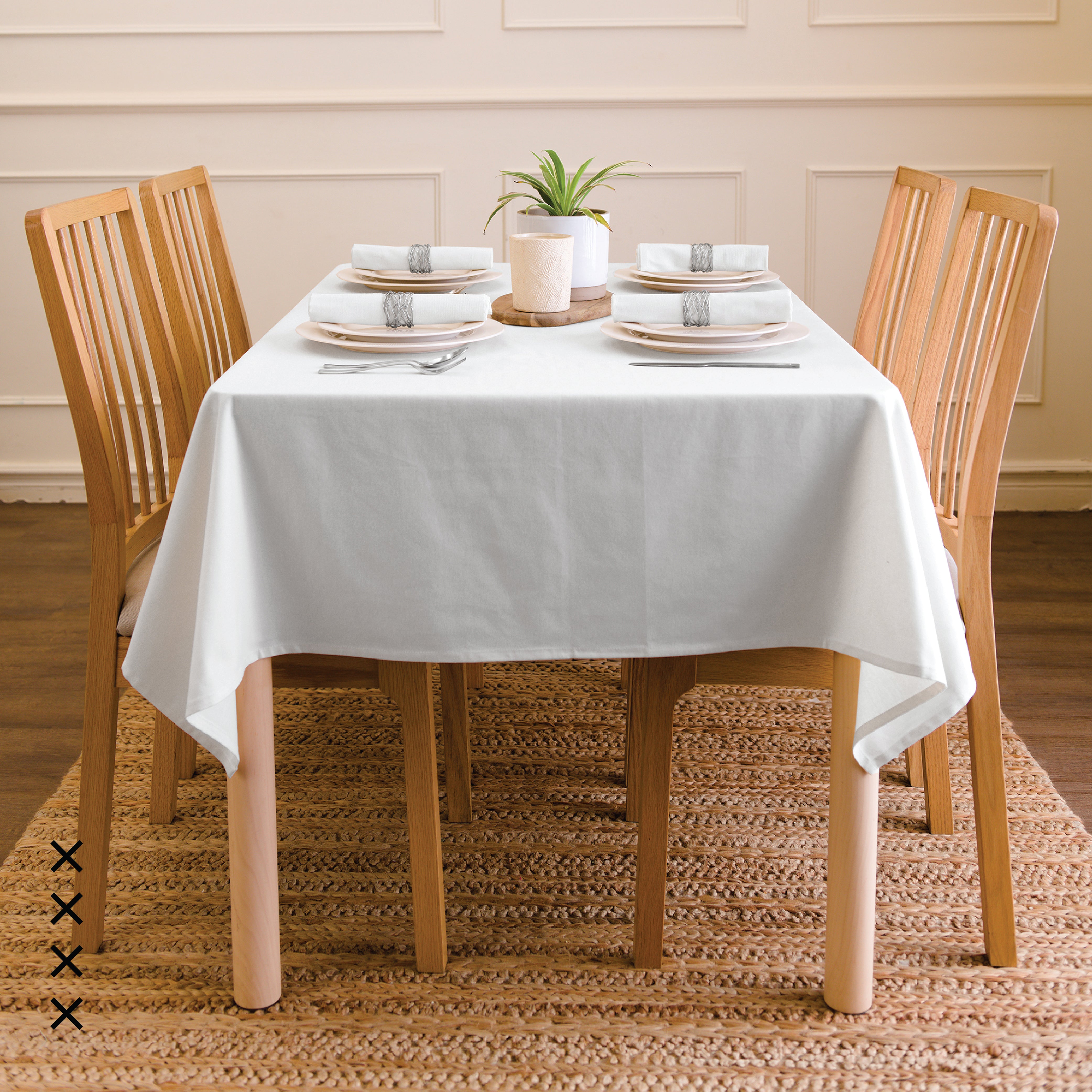 Cotton White Table Cloth (Pack of 1)