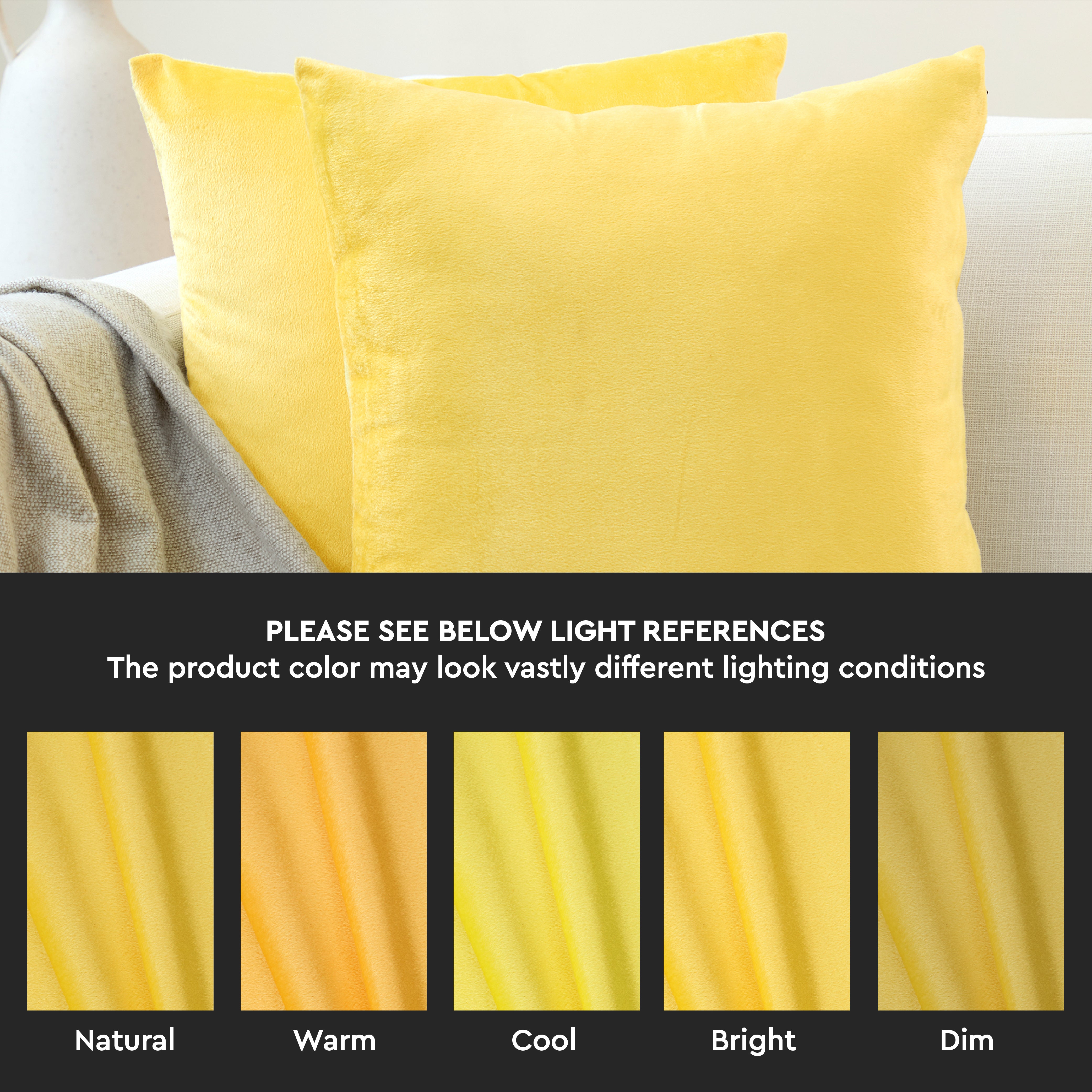 Velvet Lemon Yellow Cushion Cover (Pack of 2)