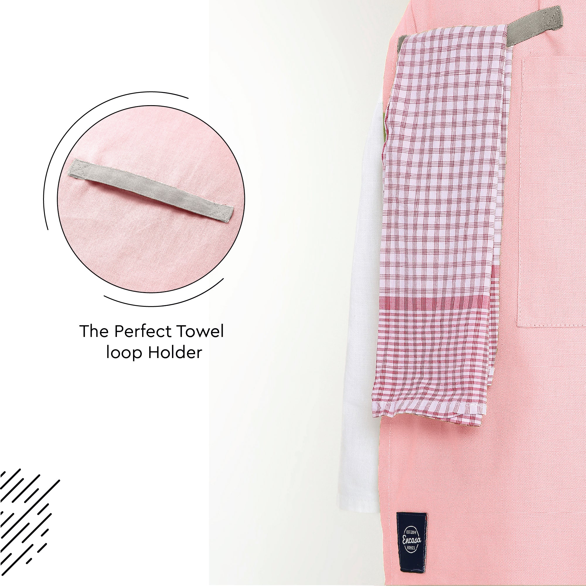 Yarn Dyed Cotton Light Pink & Light Grey Apron