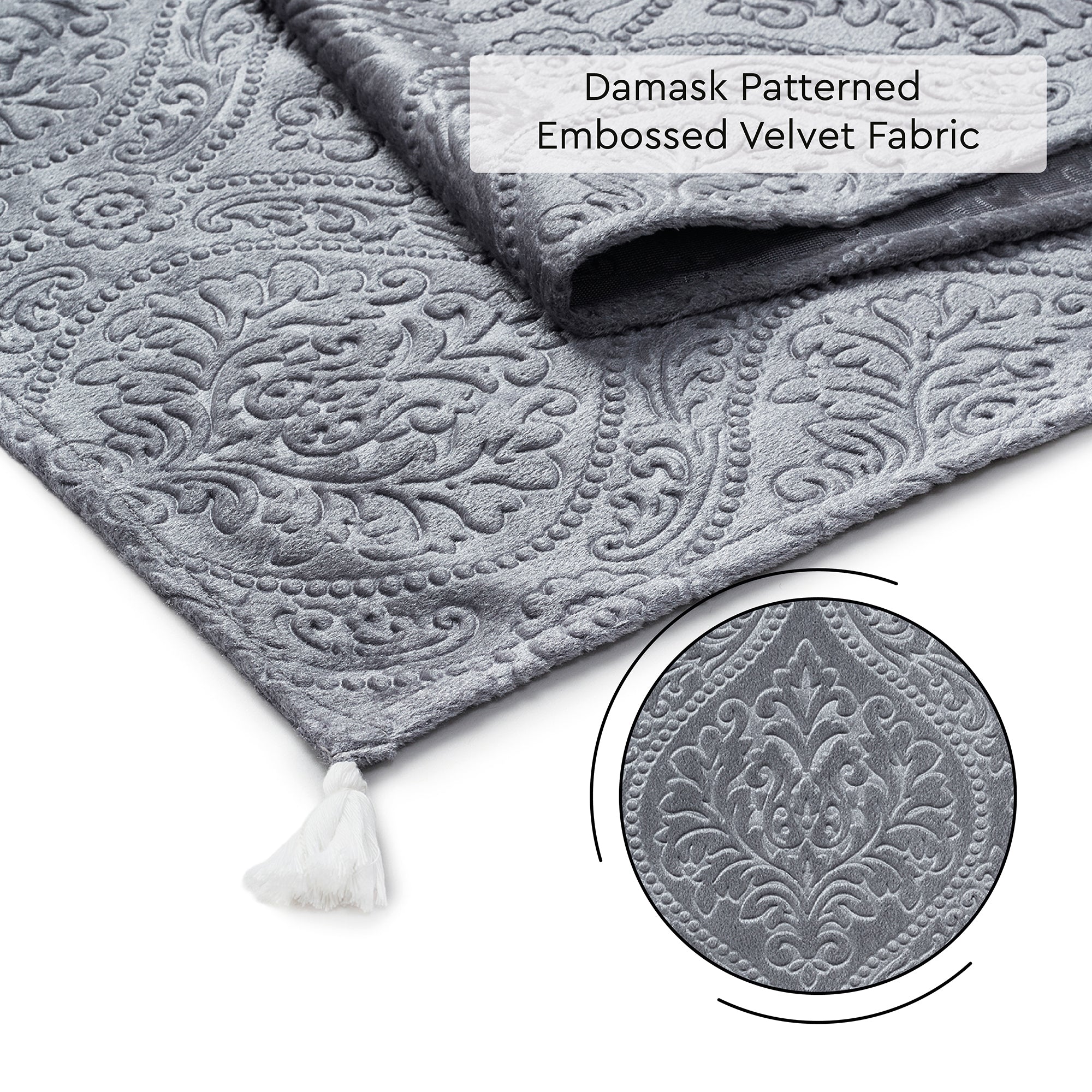 Embossed Velvet Grey Table Runner