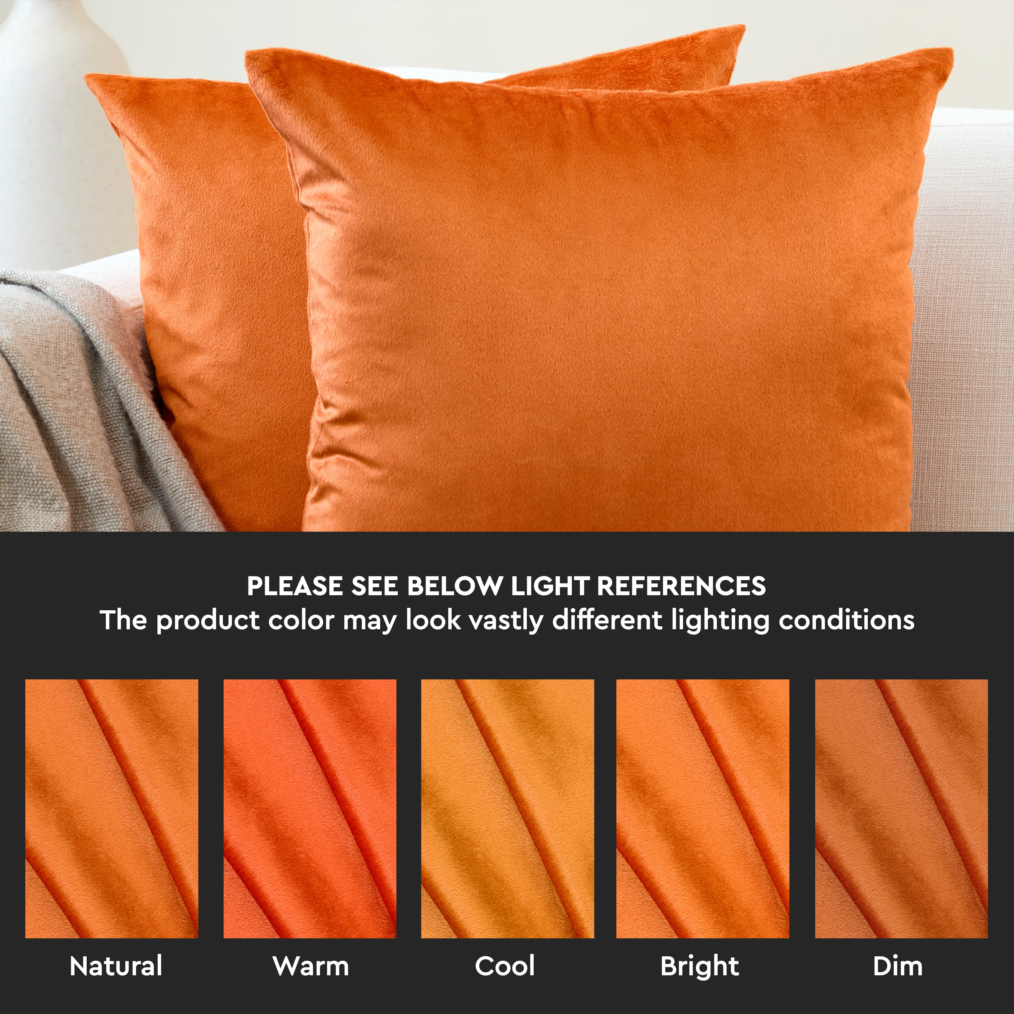 Velvet Orange Cushion Cover (Pack of 2)