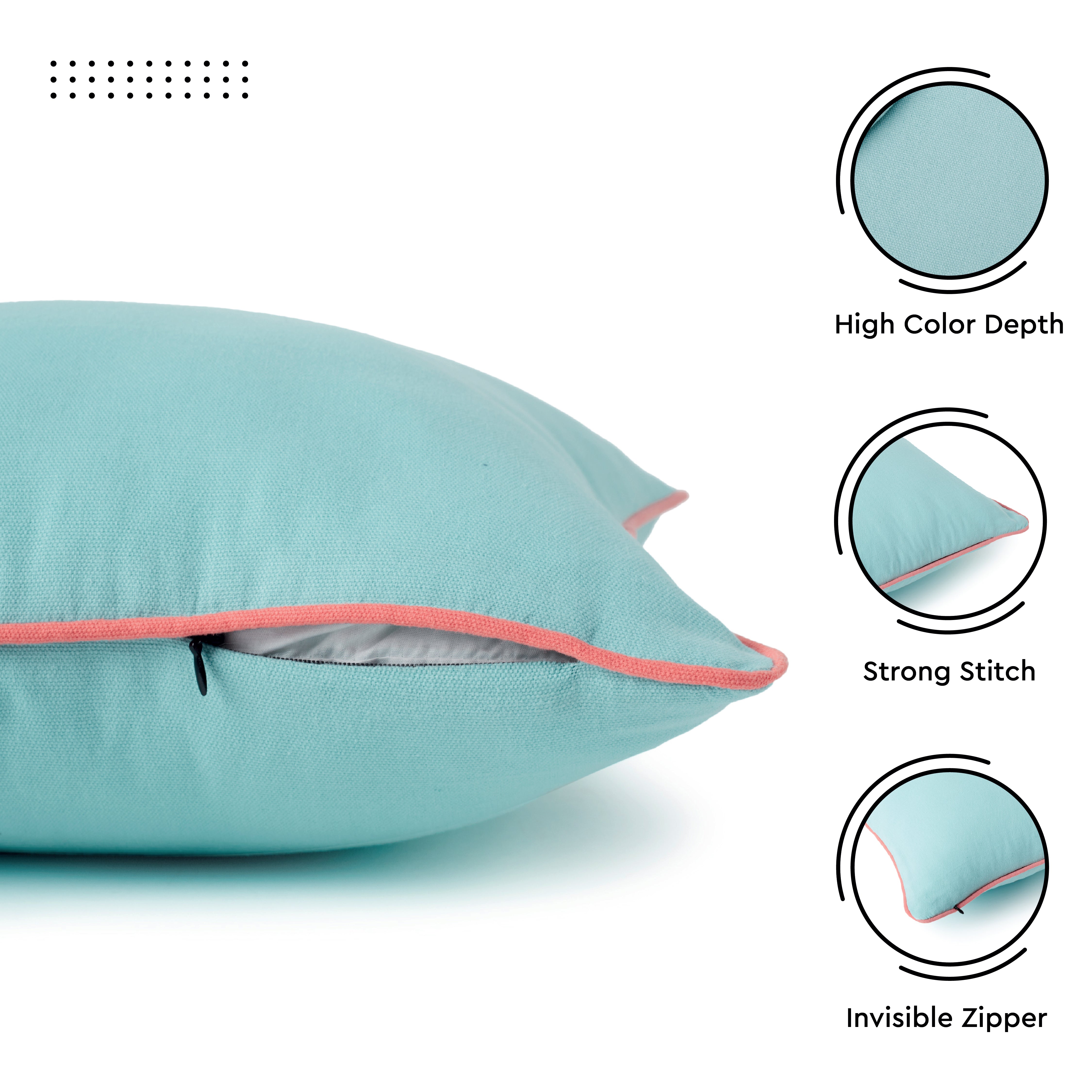 Cotton Egg Blue+Coral Cushion Cover (Pack of 2)