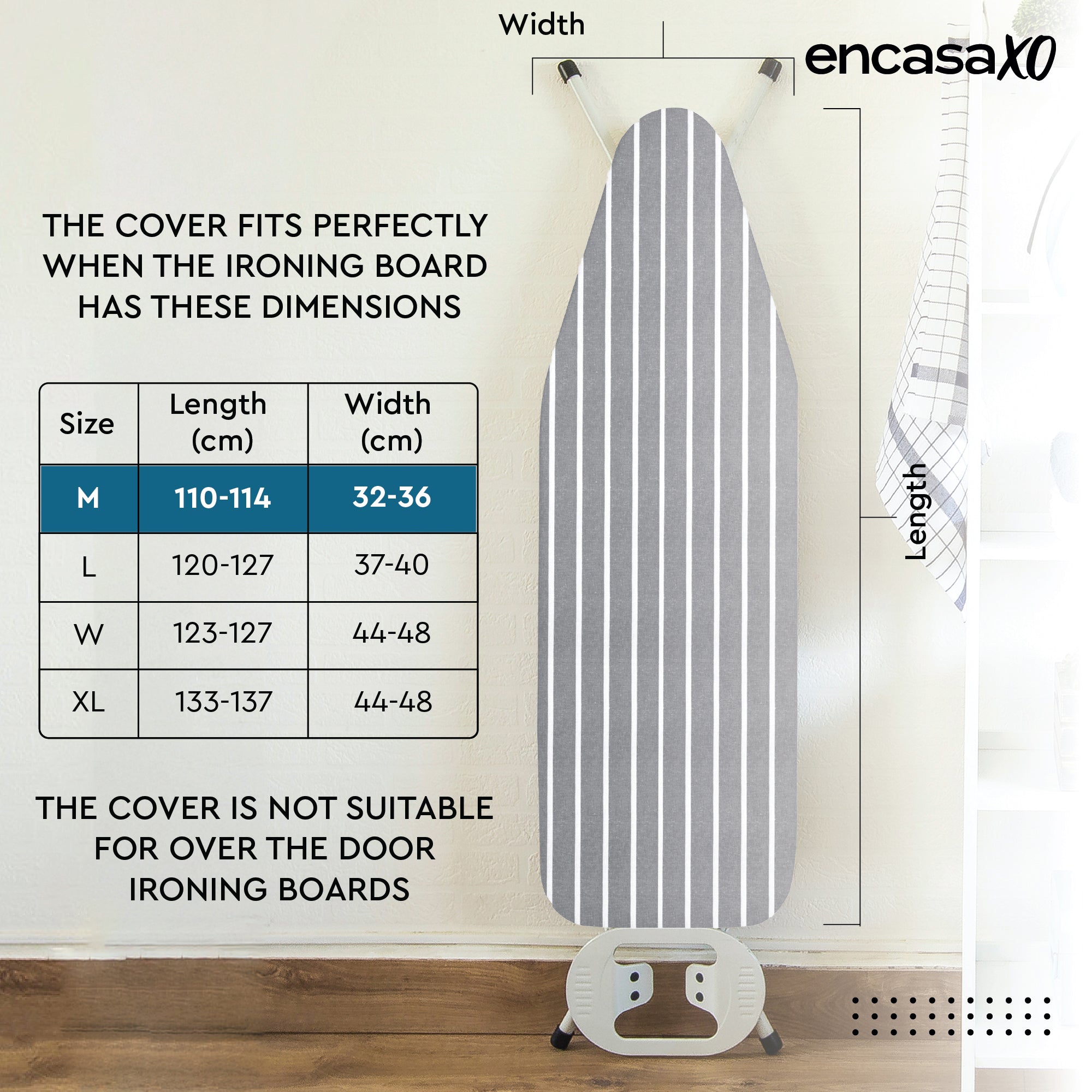 Cotton Roma Grey Stripes Ironing Board Cover (Pack of 1)