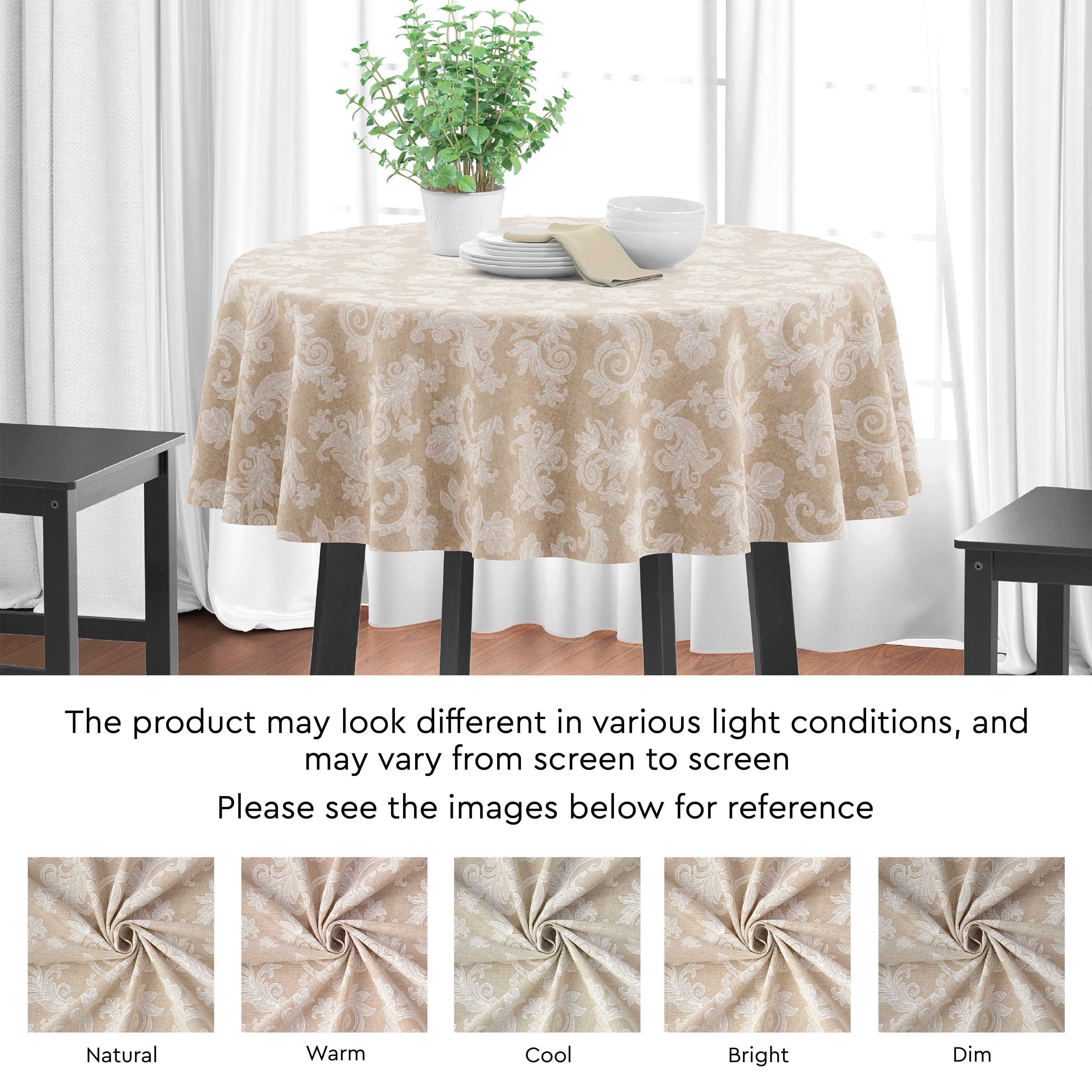 Cotton chambray Beige Table Cloth (Pack of 1)