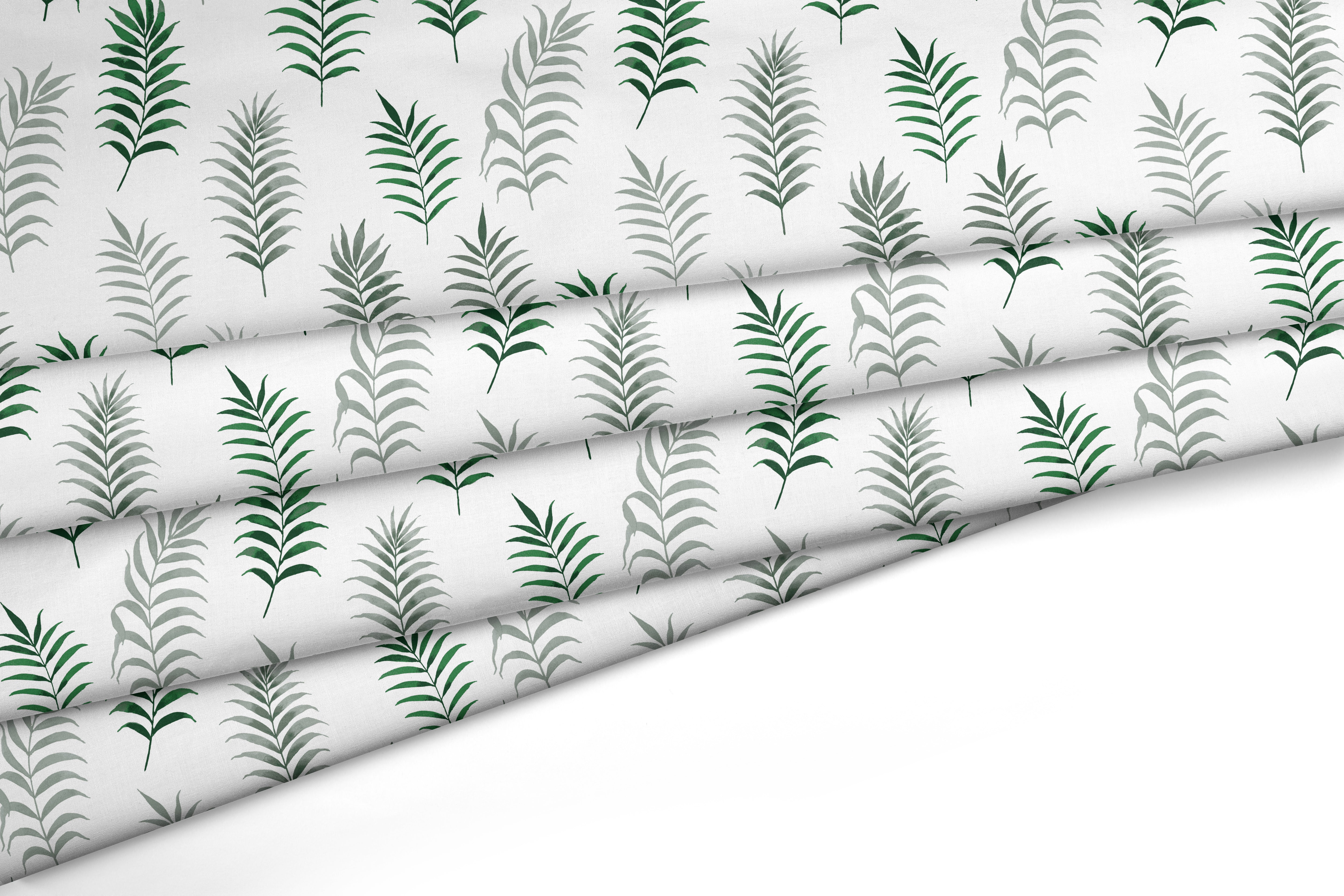 Polyester Printed Palm green Fabric (Pack of 1)