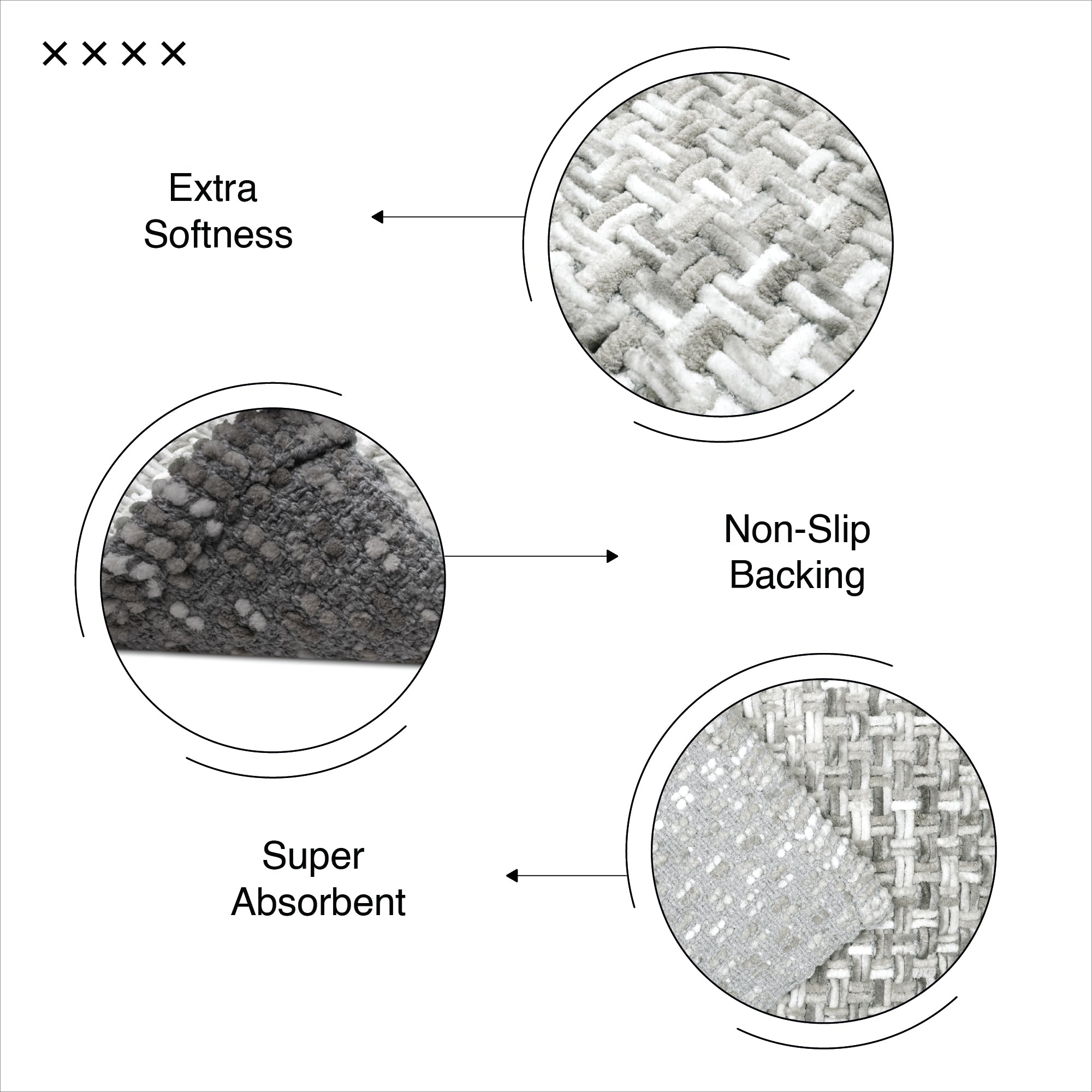Cotton Grey Bathmat (Pack of 1)