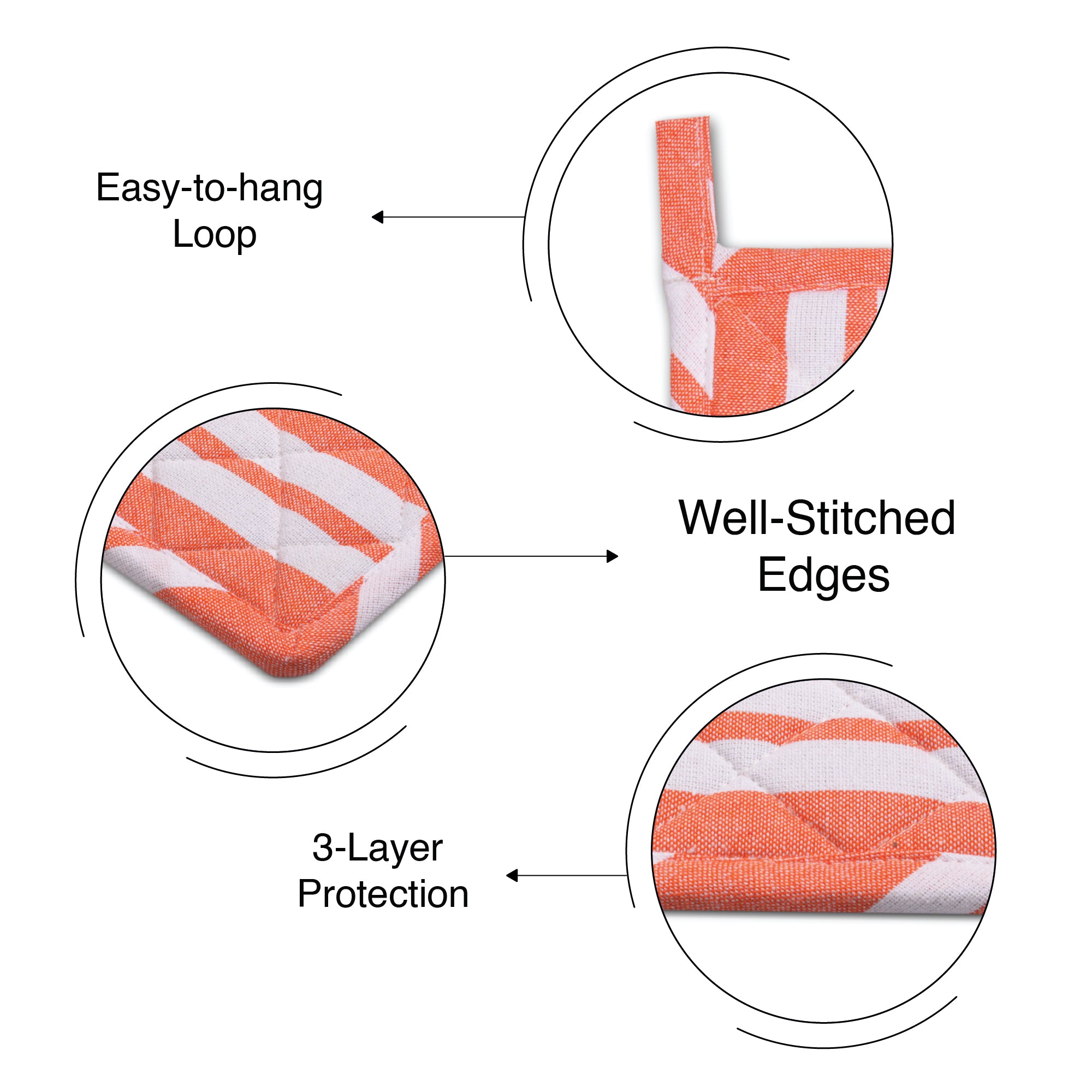 RC Yarn-Dyed Franca Orange Stripes Potholder (Pack of 2)