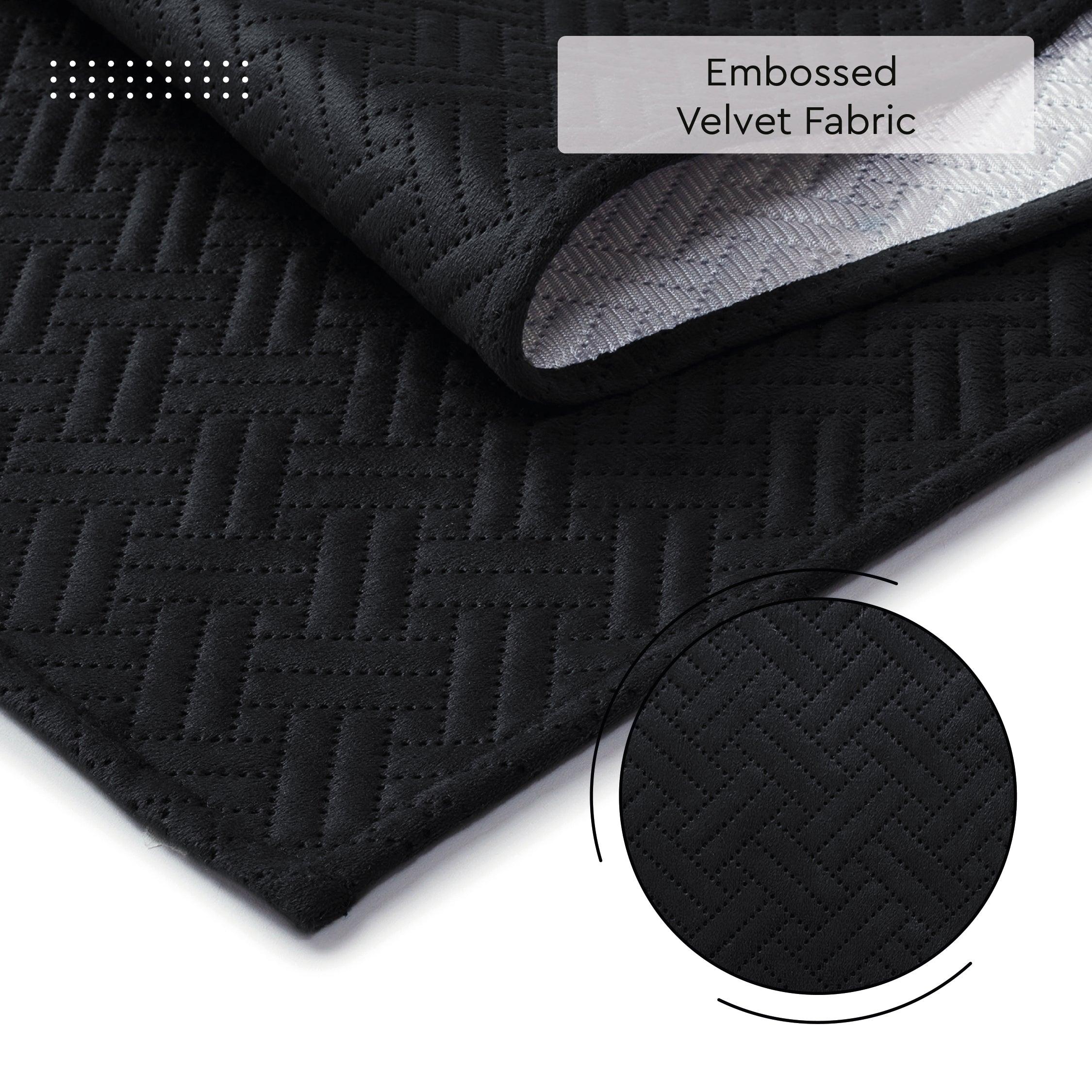 Quilted Velvet Black Table Runner