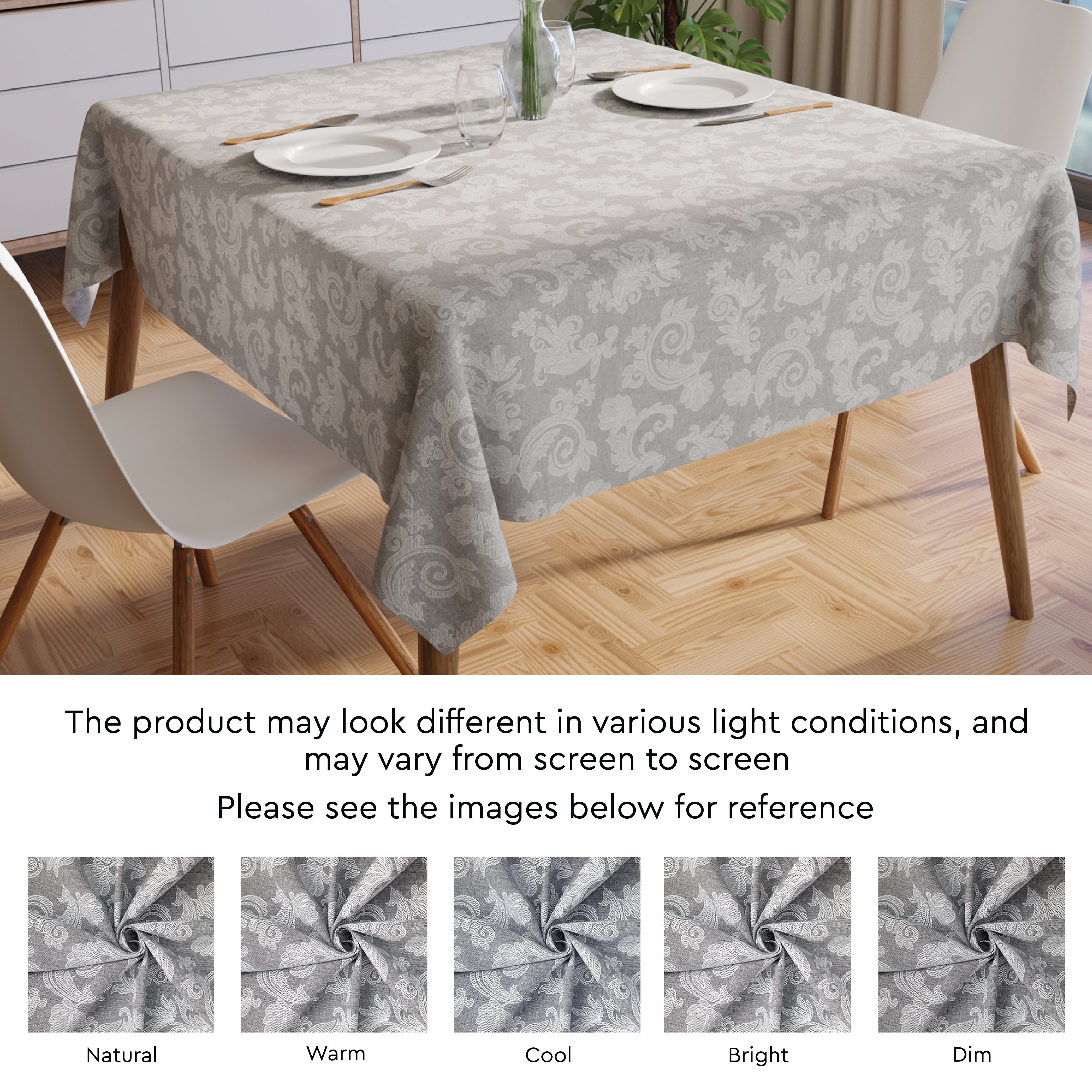 Cotton Grey Table Cloth (Pack of 1)