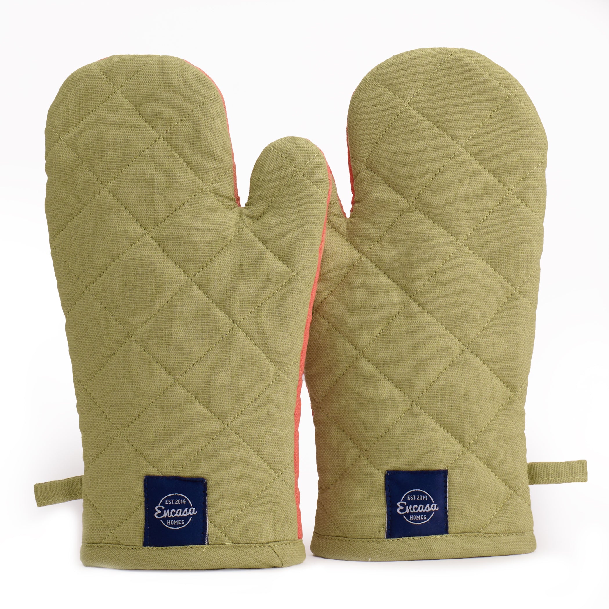 Canvas Sage & Coral Oven Gloves (Pack of 2)