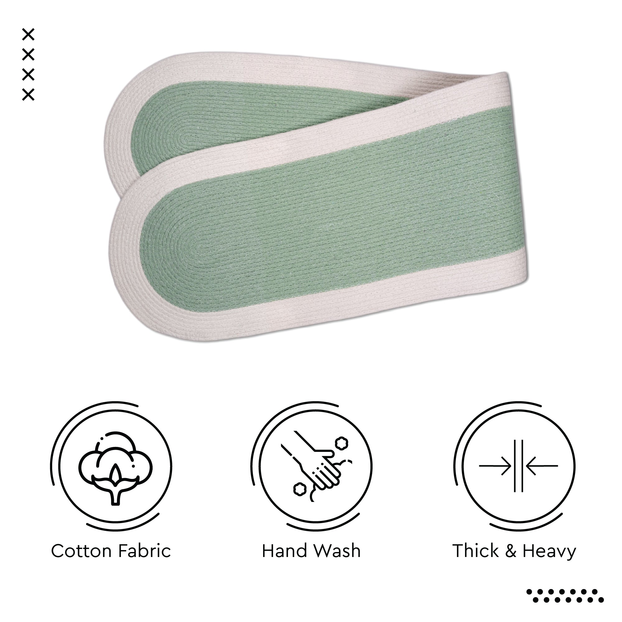 Cotton Sage & Off White Table Runner (Pack of 1)