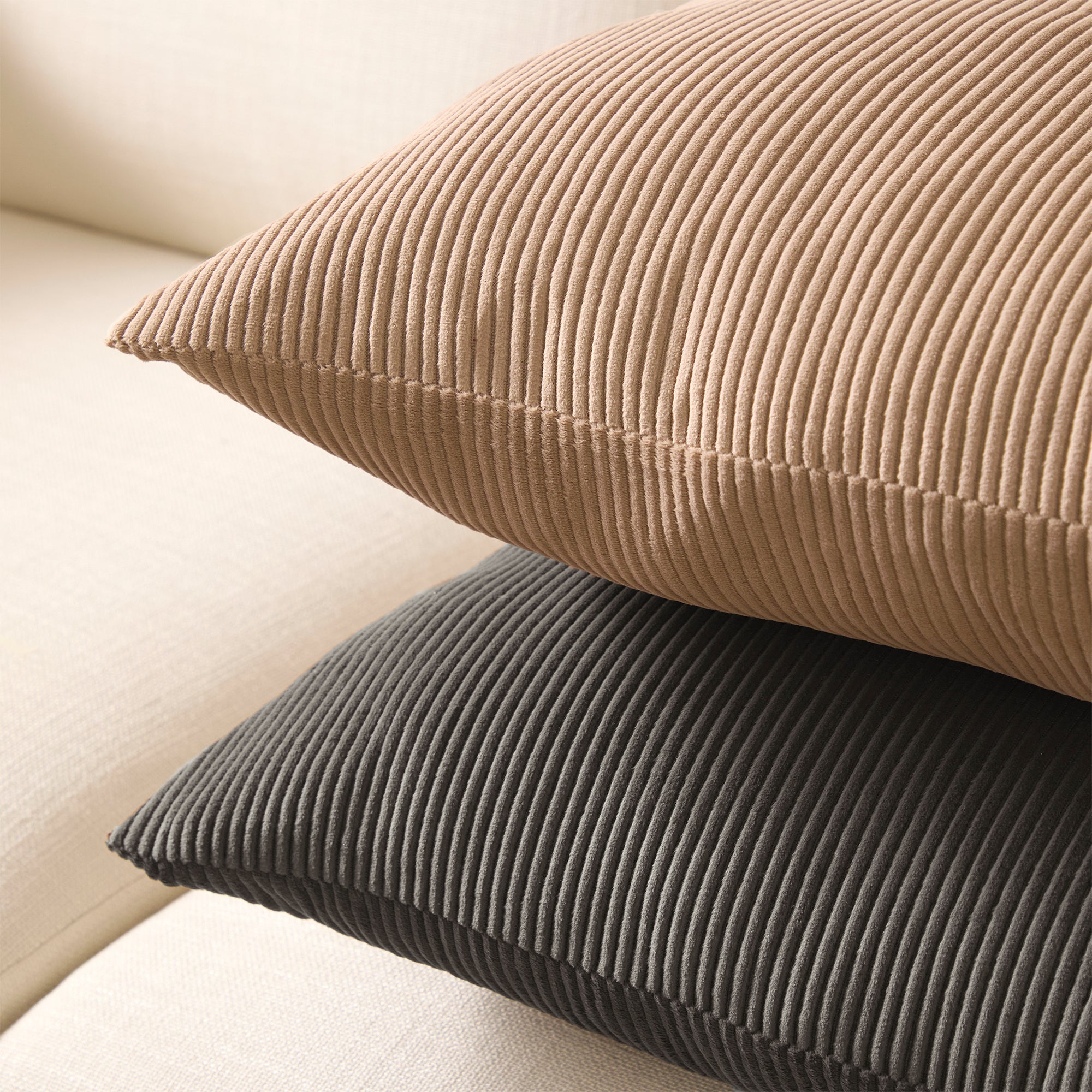 Corduroy Dark Grey Cushion Cover (Pack of 2)