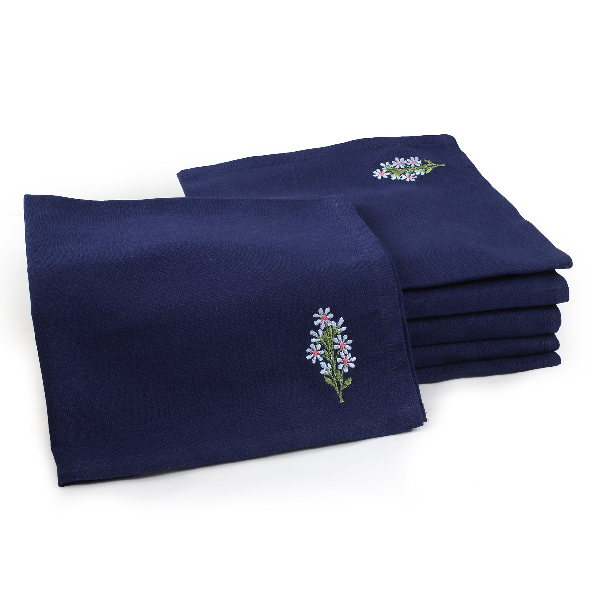 Cotton Scotch Blue Flower Table Napkin (Pack of 6)